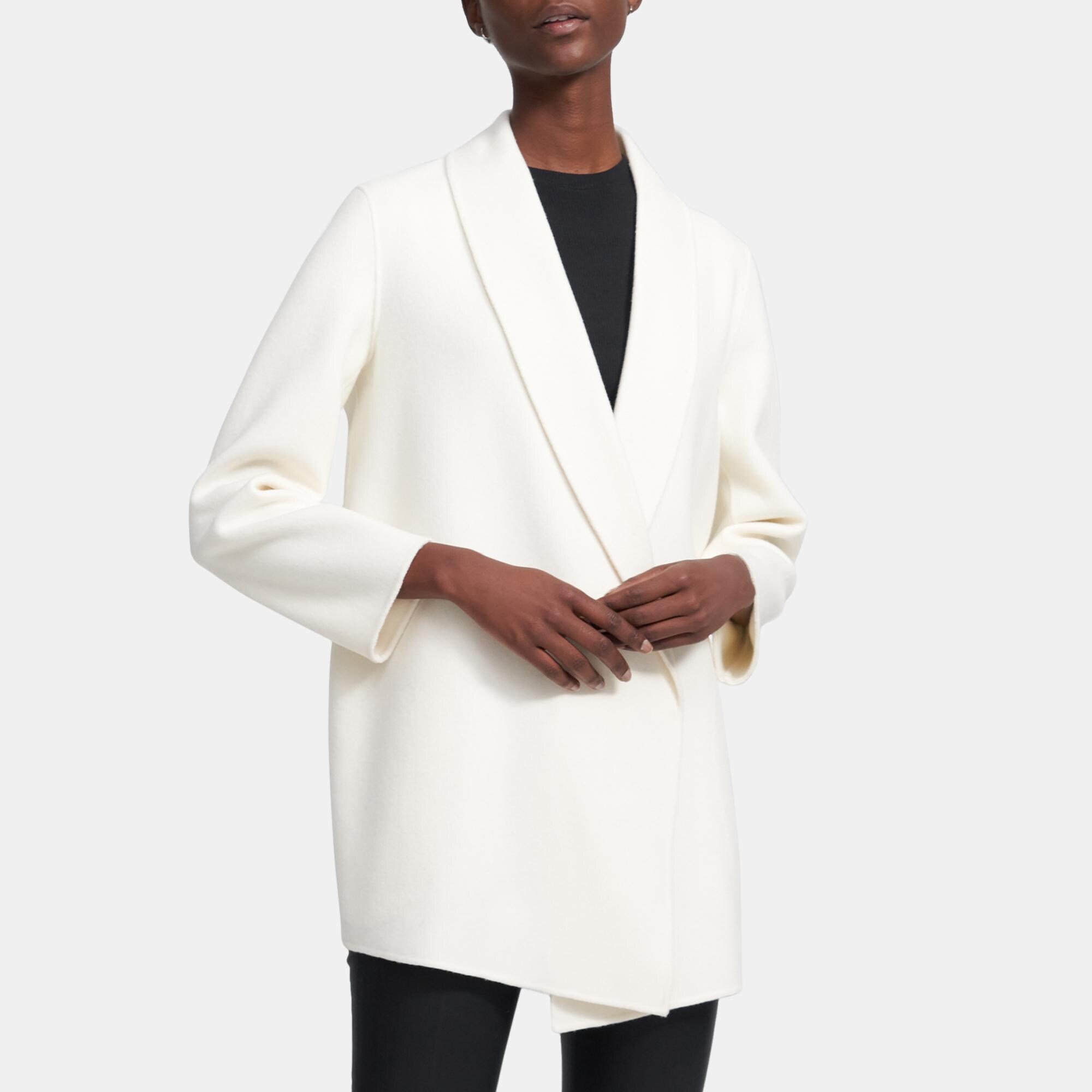 clairene shawl jacket in double face wool cashmere
