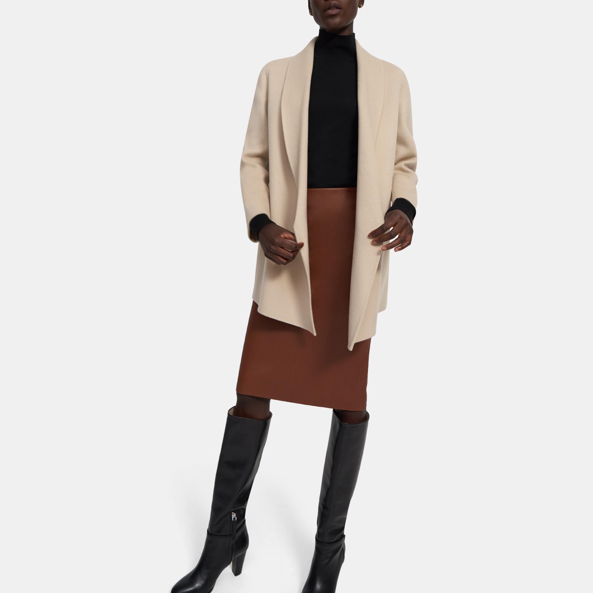 clairene shawl jacket in double face wool cashmere