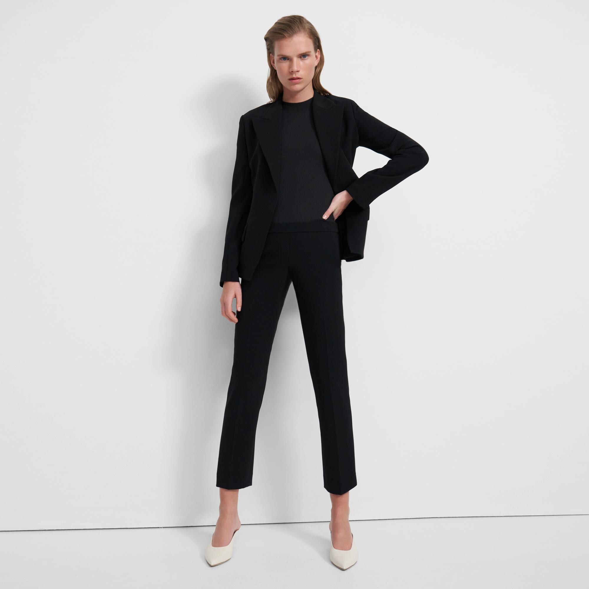 Black Admiral Crepe Slim Cropped Pull-On Pant | Theory