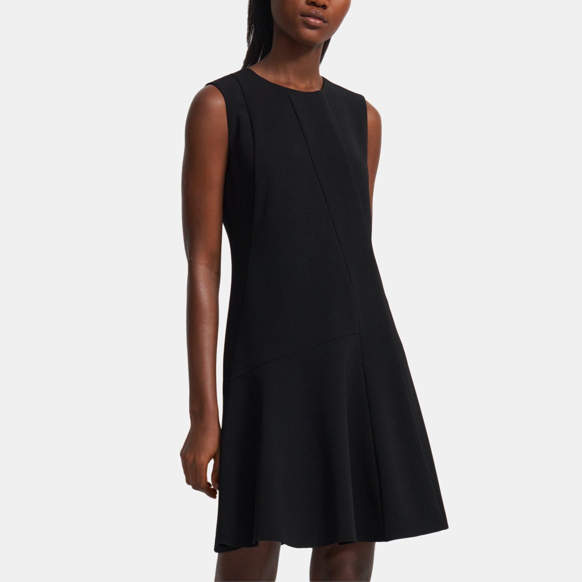 Theory Outlet Official Site | Asymmetric Drape Dress in Crepe