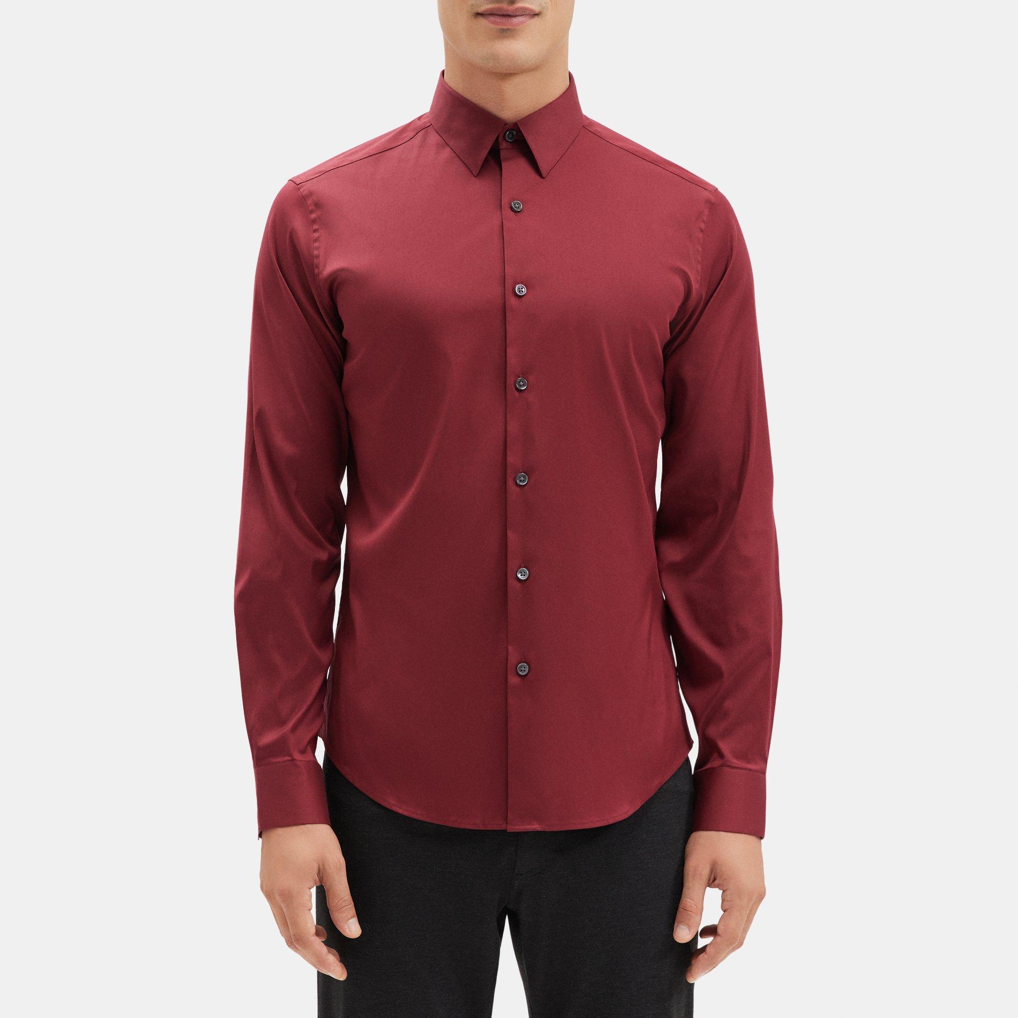 띠어리 Theory Tailored Shirt In Stretch Cotton,SABLE RED