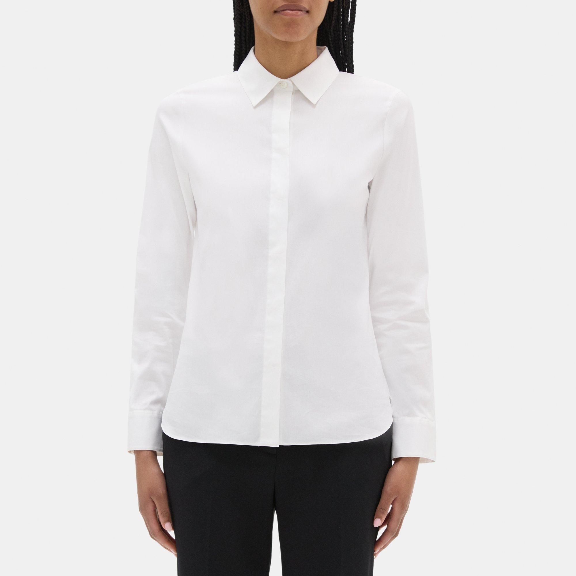 띠어리 Theory Fitted Shirt in Stretch Cotton,WHITE