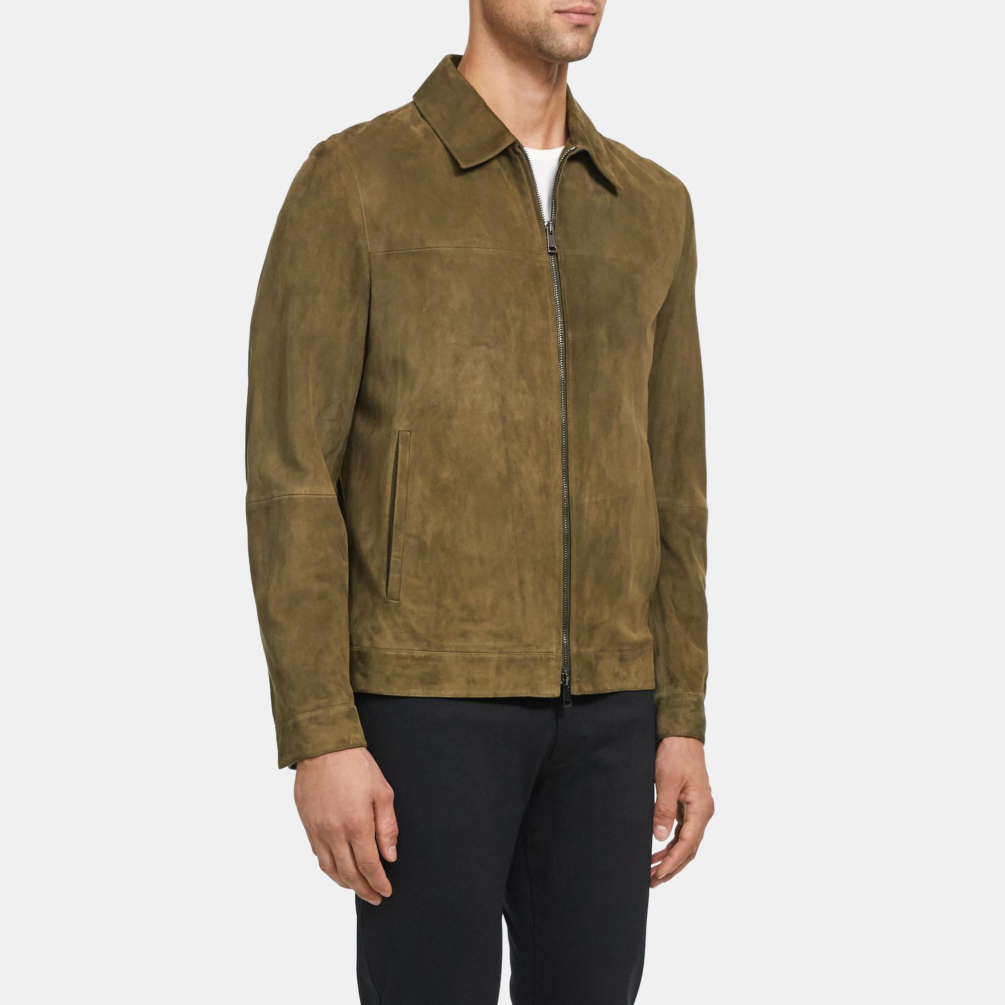 Zip Jacket in Suede - Theory Outlet Official Site