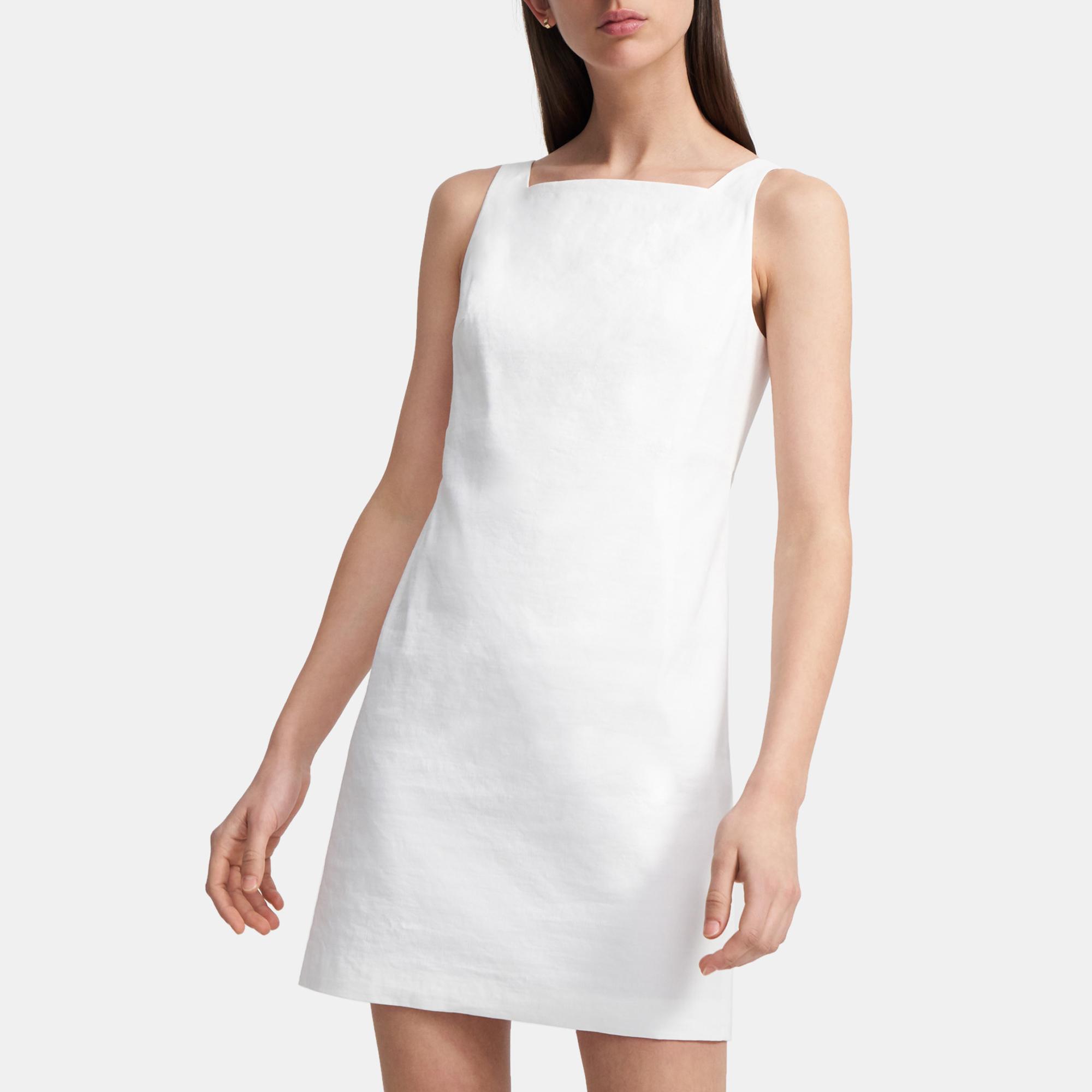 Stretch Linen Square Neck Dress | Theory Outlet