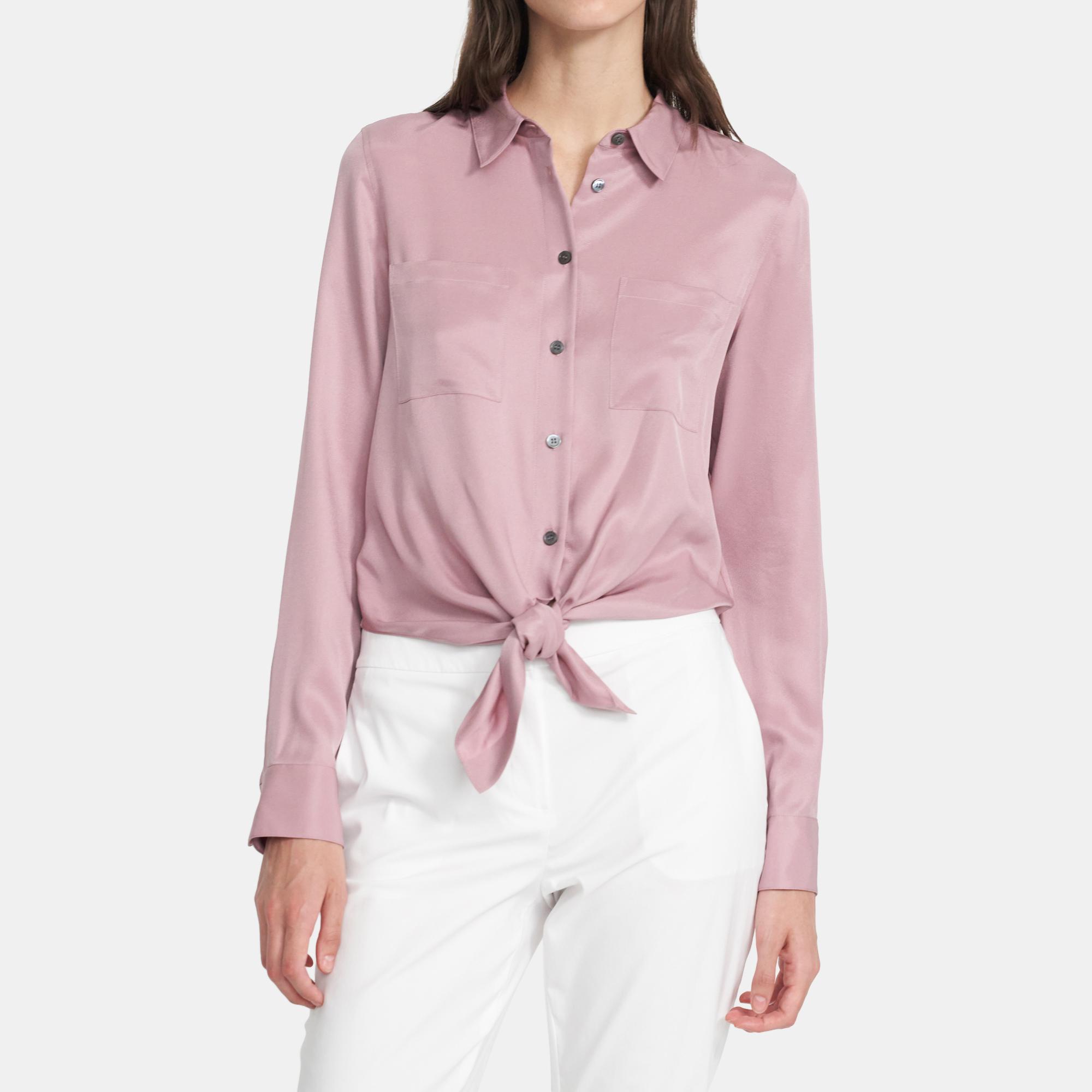 Theory Outlet Official Site | Tie Front Shirt in Silk
