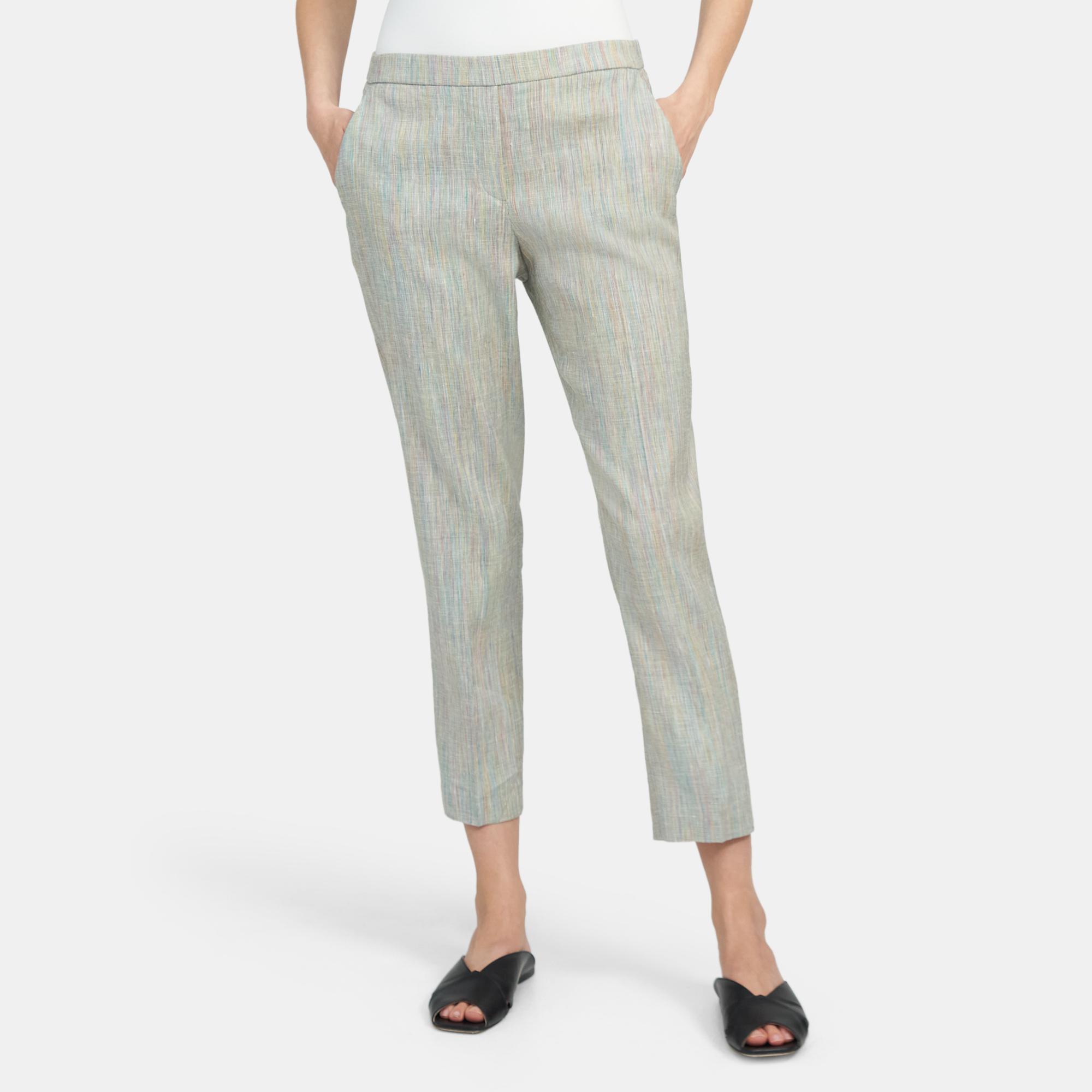 Stretch Linen Blend Pull On Pant