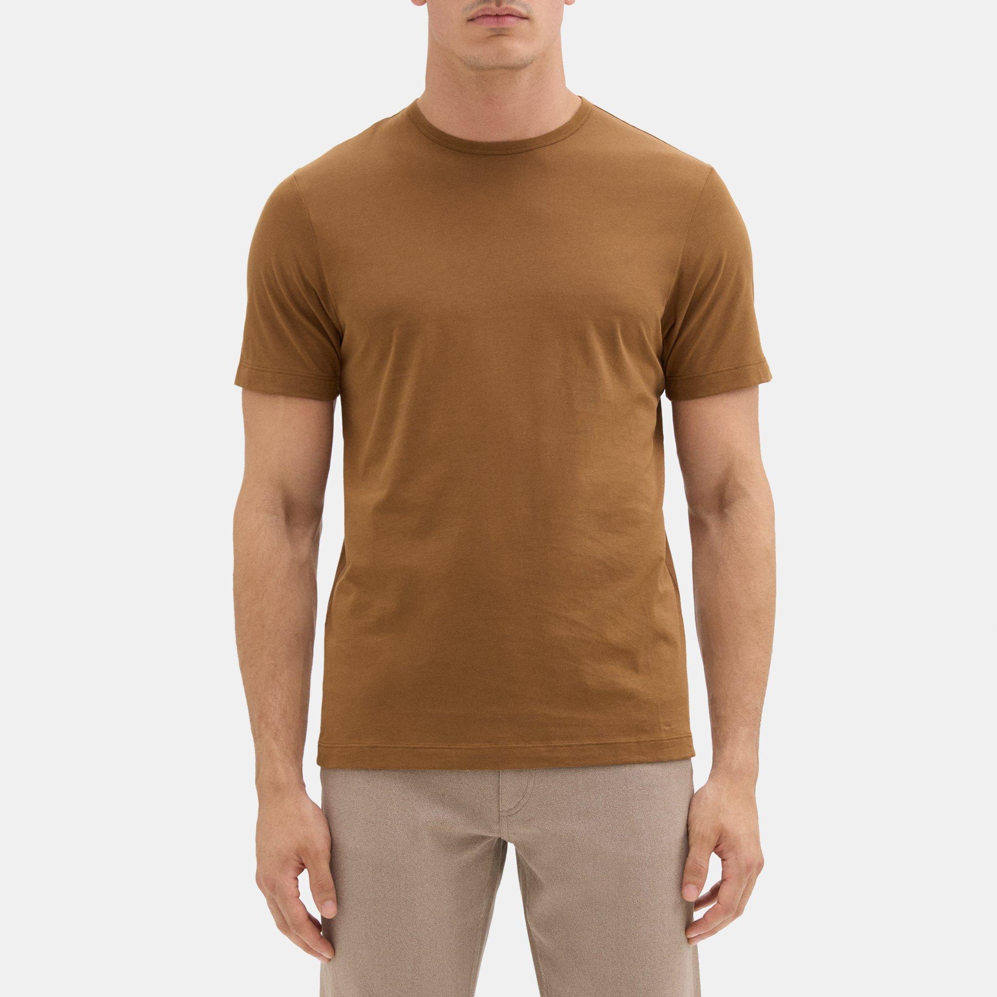 띠어리 Theory Short-Sleeve Crewneck Tee in Luxe Cotton,WARM CHESTNUT