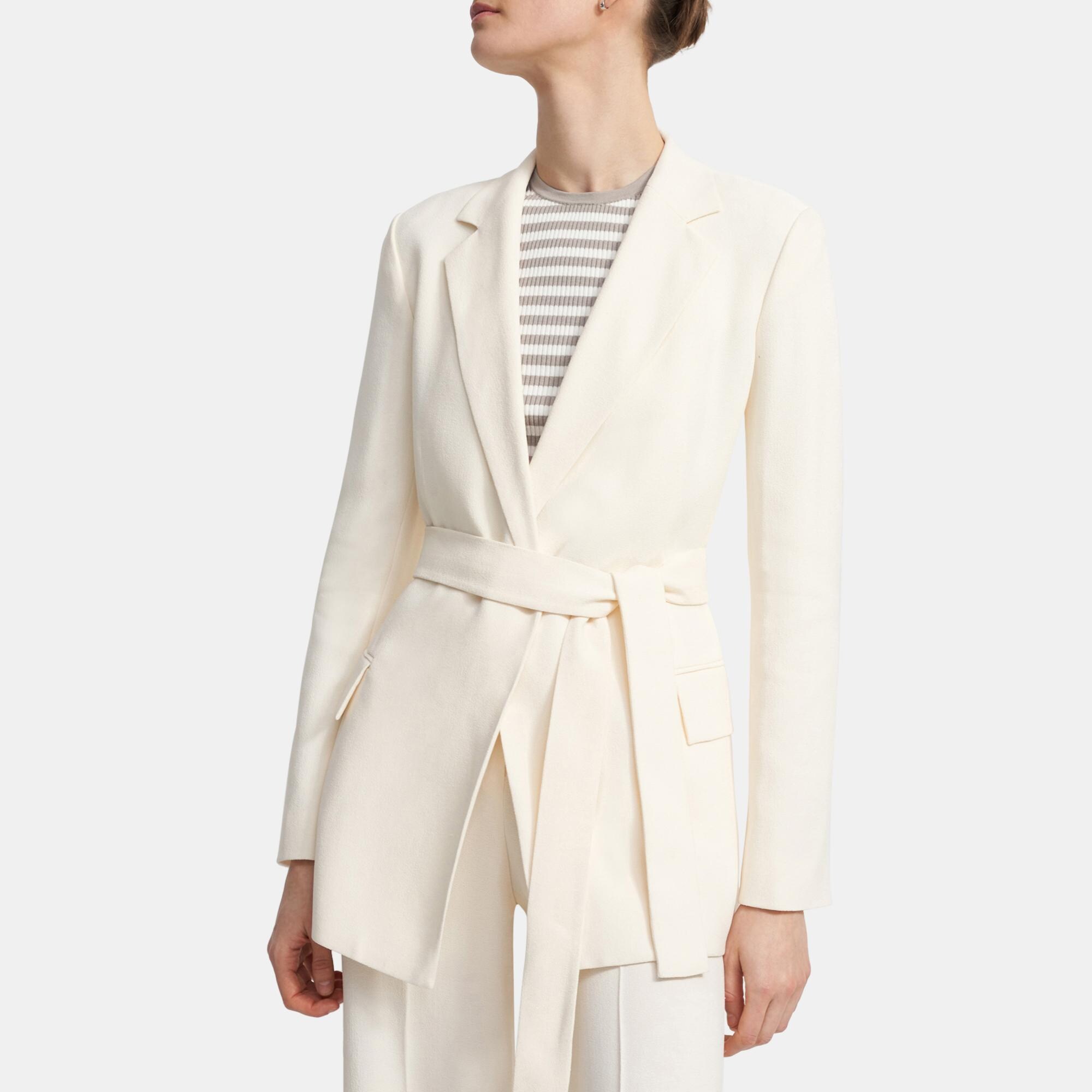 Crepe Belted Blazer | Theory Outlet