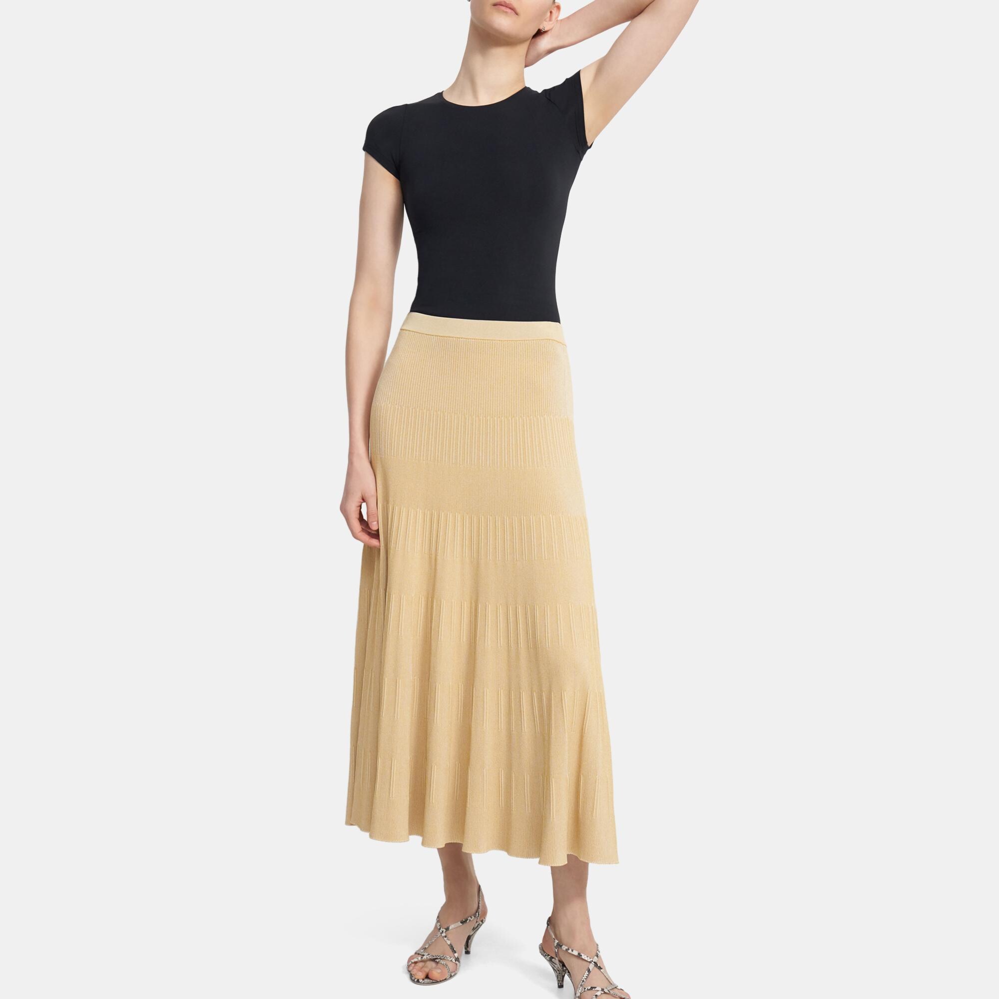 Pebbled Viscose Ribbed Skirt Theory Outlet