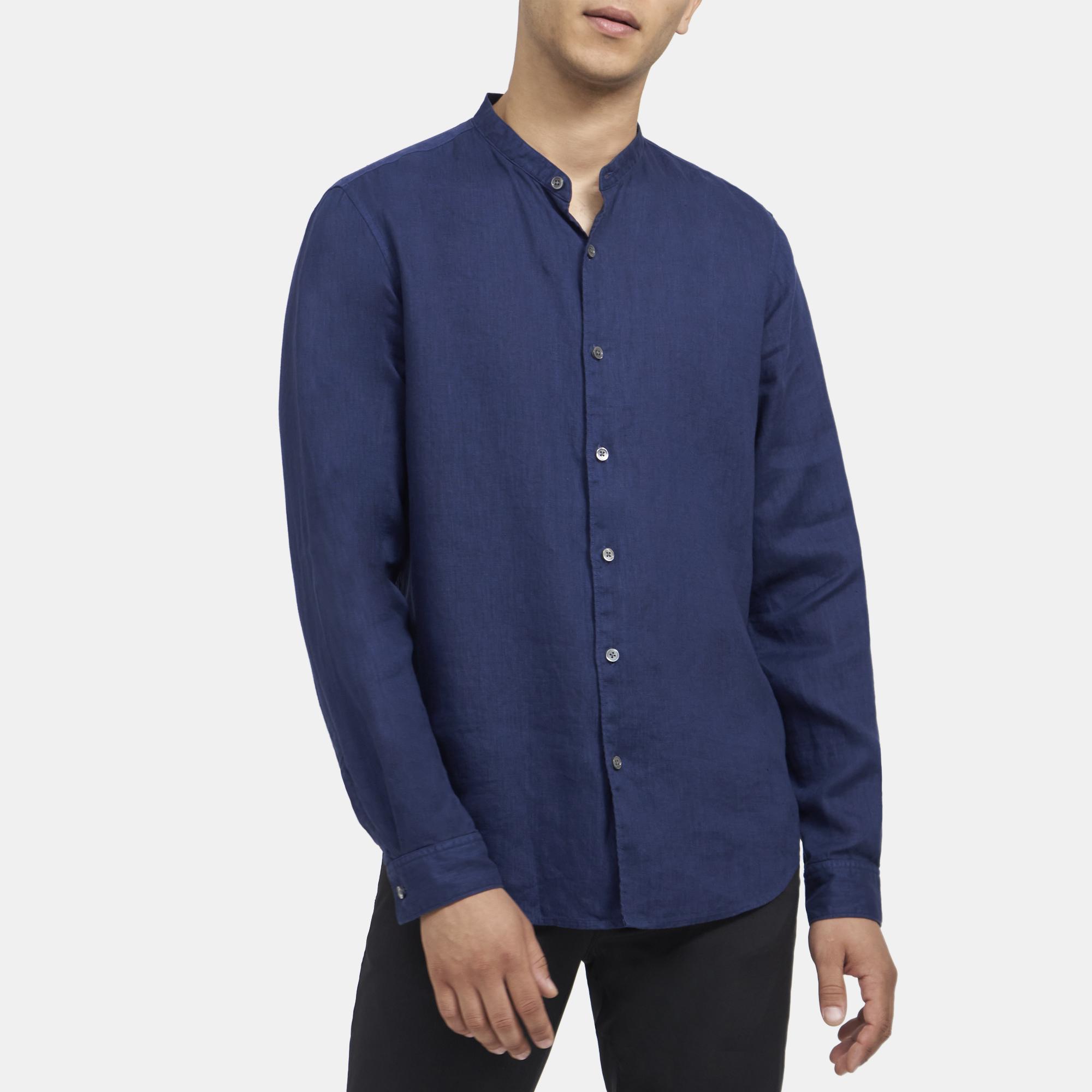 Linen Long-Sleeve Shirt | Theory Outlet