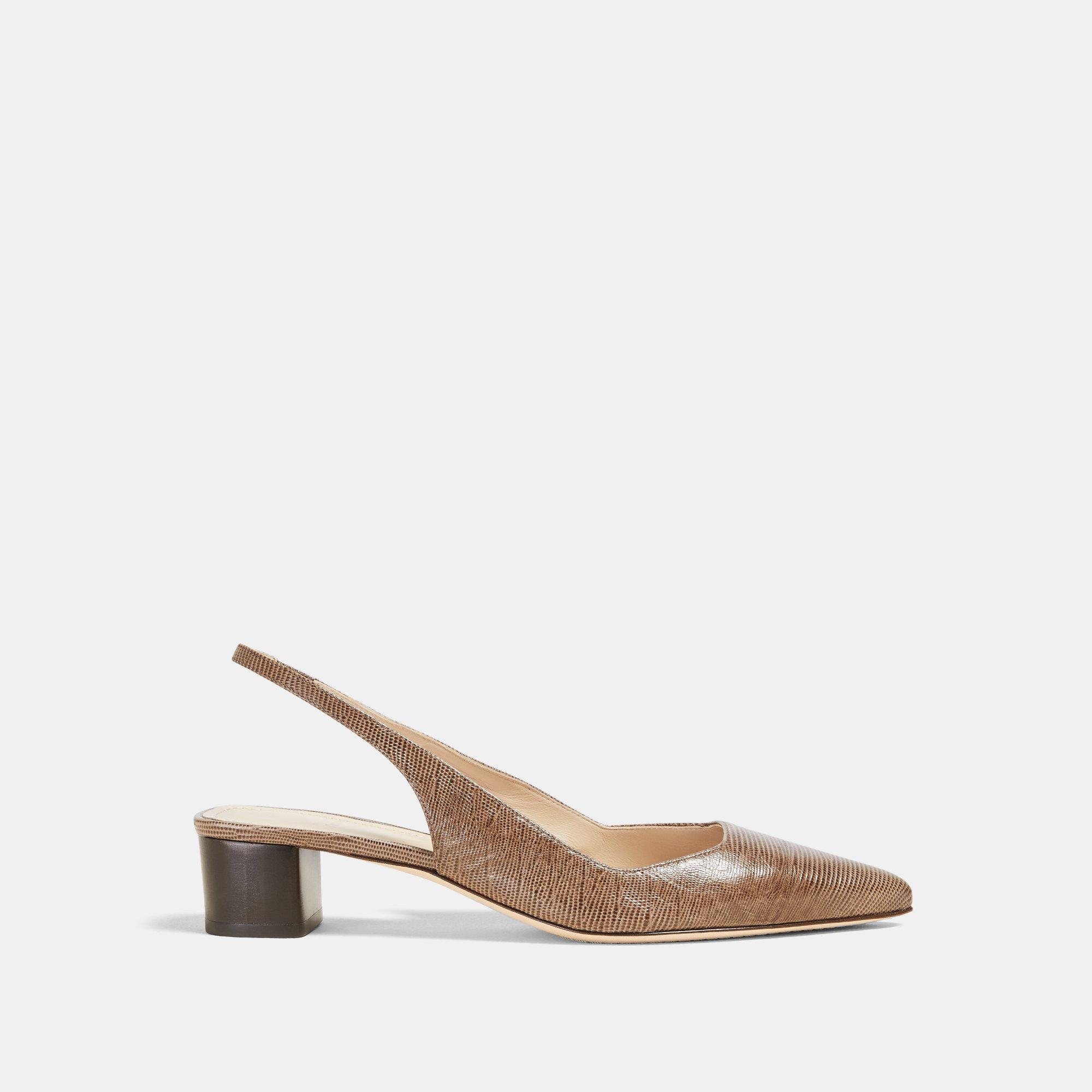 Lizard Print Leather Block Slingback | Theory Outlet