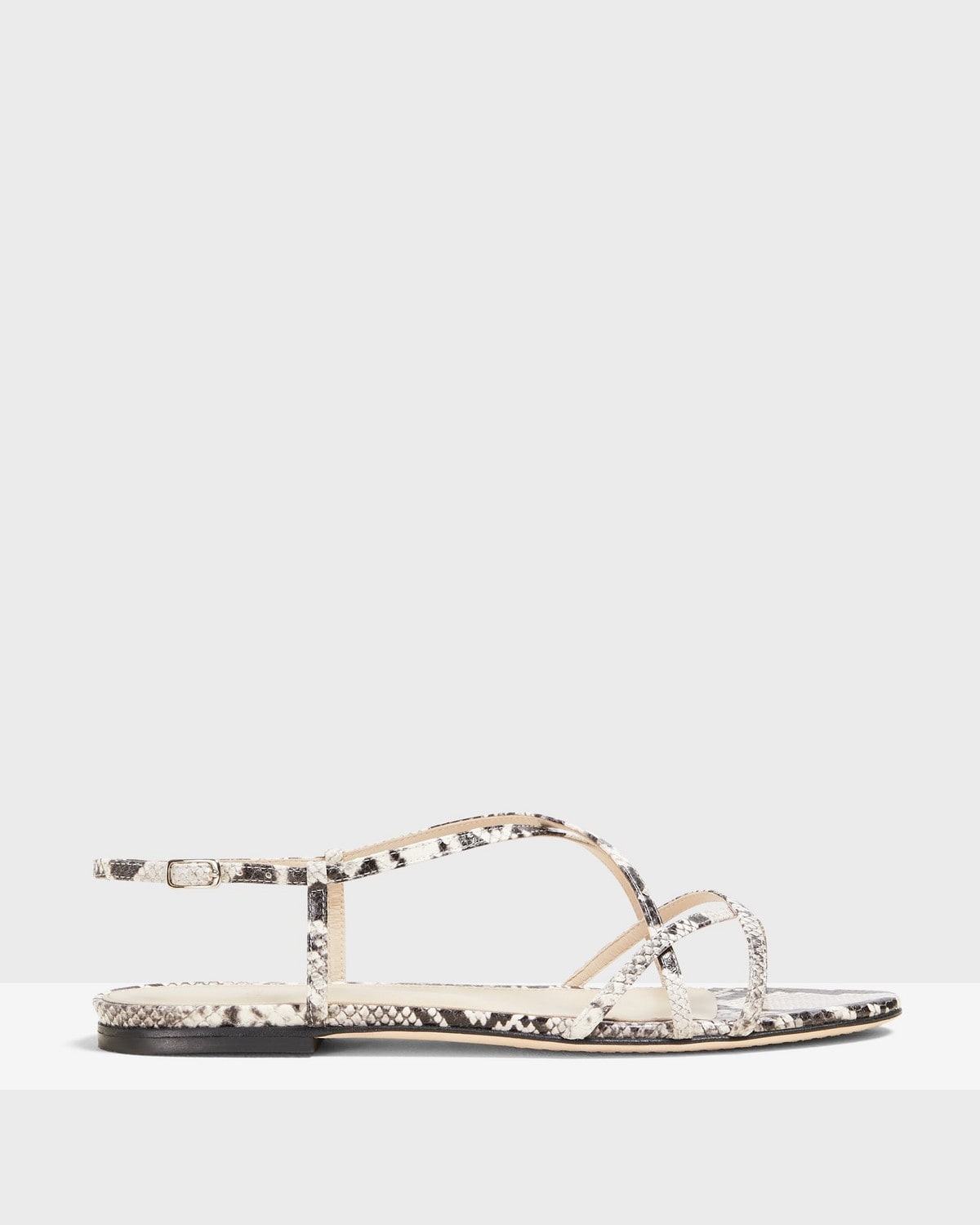 Theory Strappy Flat Sandal in Python Print Leather
