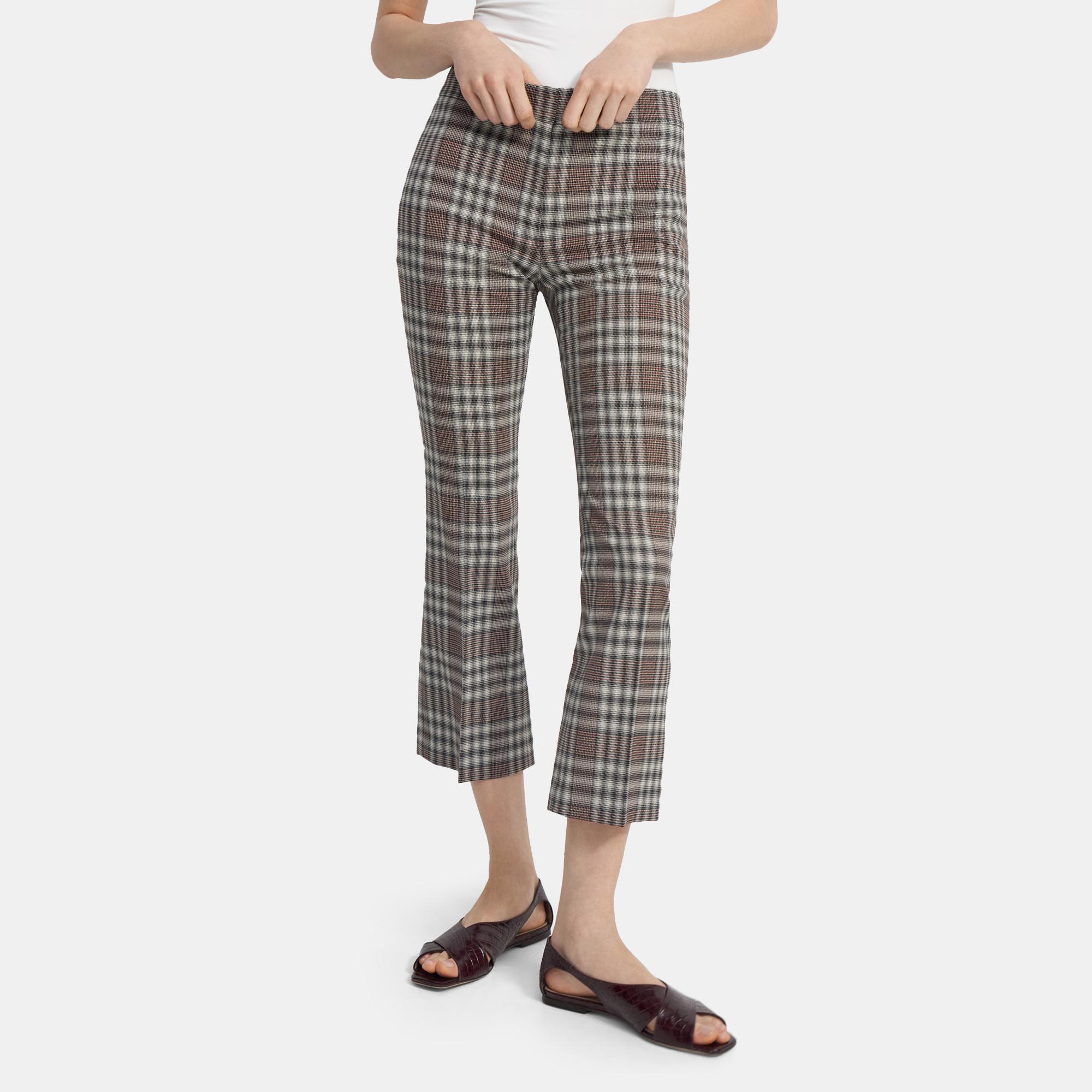 Plaid Wool Kick Pant | Theory Outlet