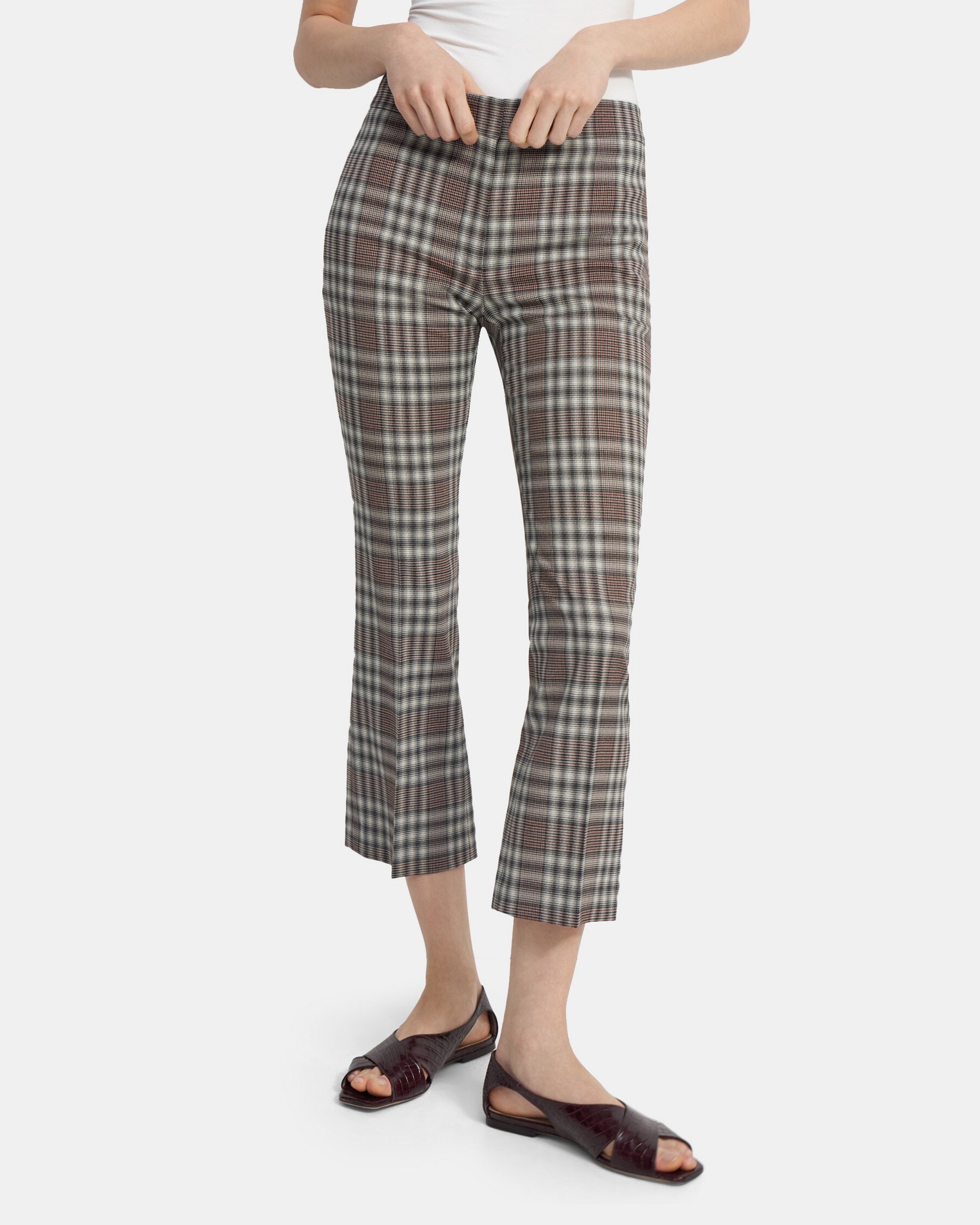 Plaid Wool Kick Pant | Theory Outlet
