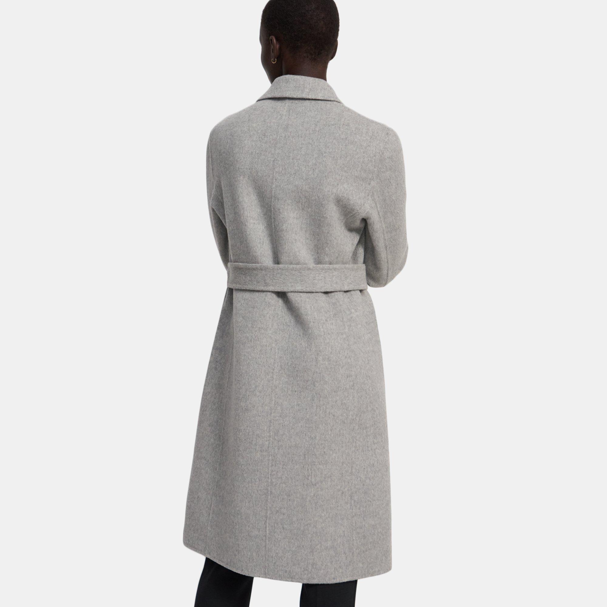 belted coat in double face wool cashmere