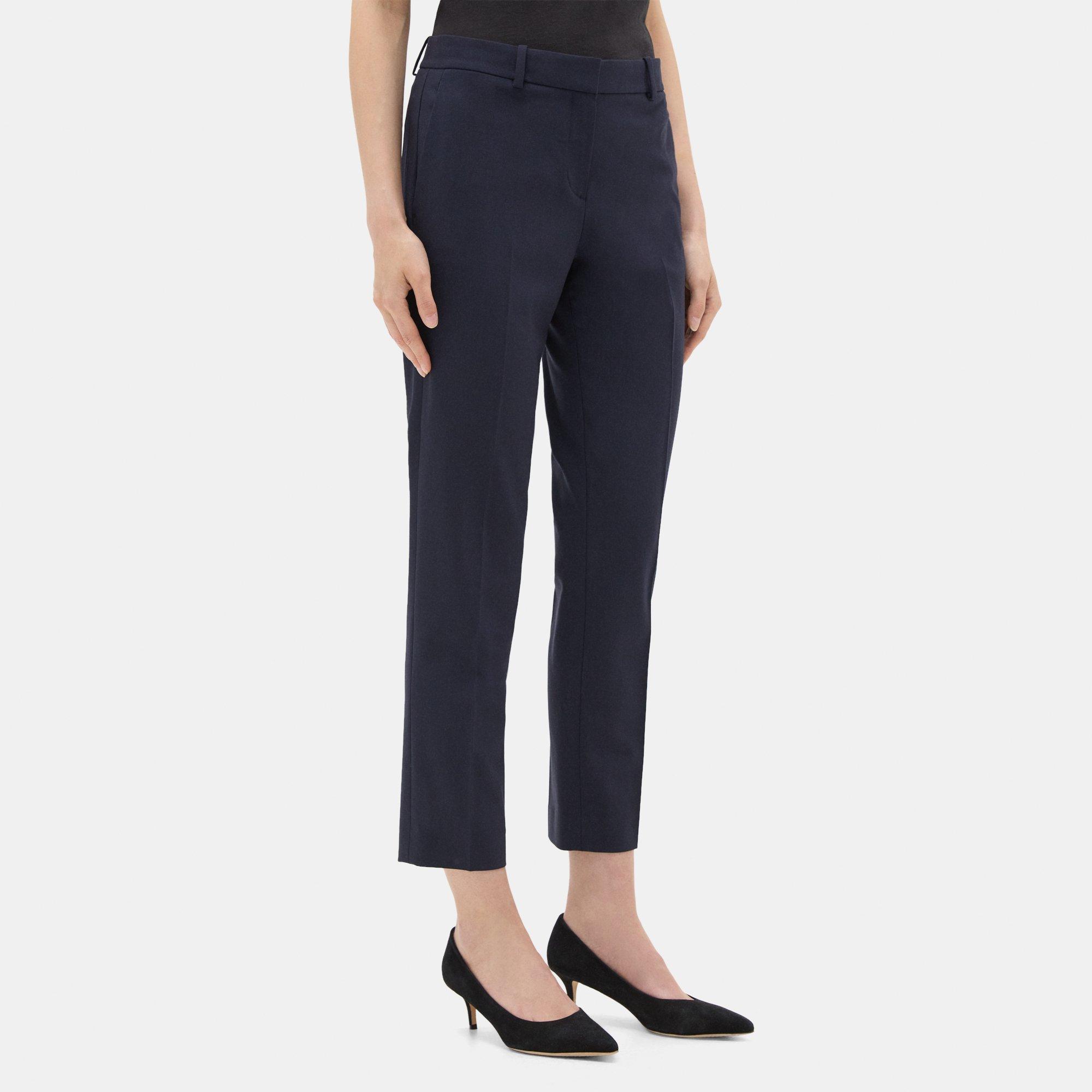 Theory Women's High-Waist Ponte Straight Pant, Navy, 10 at  Women's  Clothing store