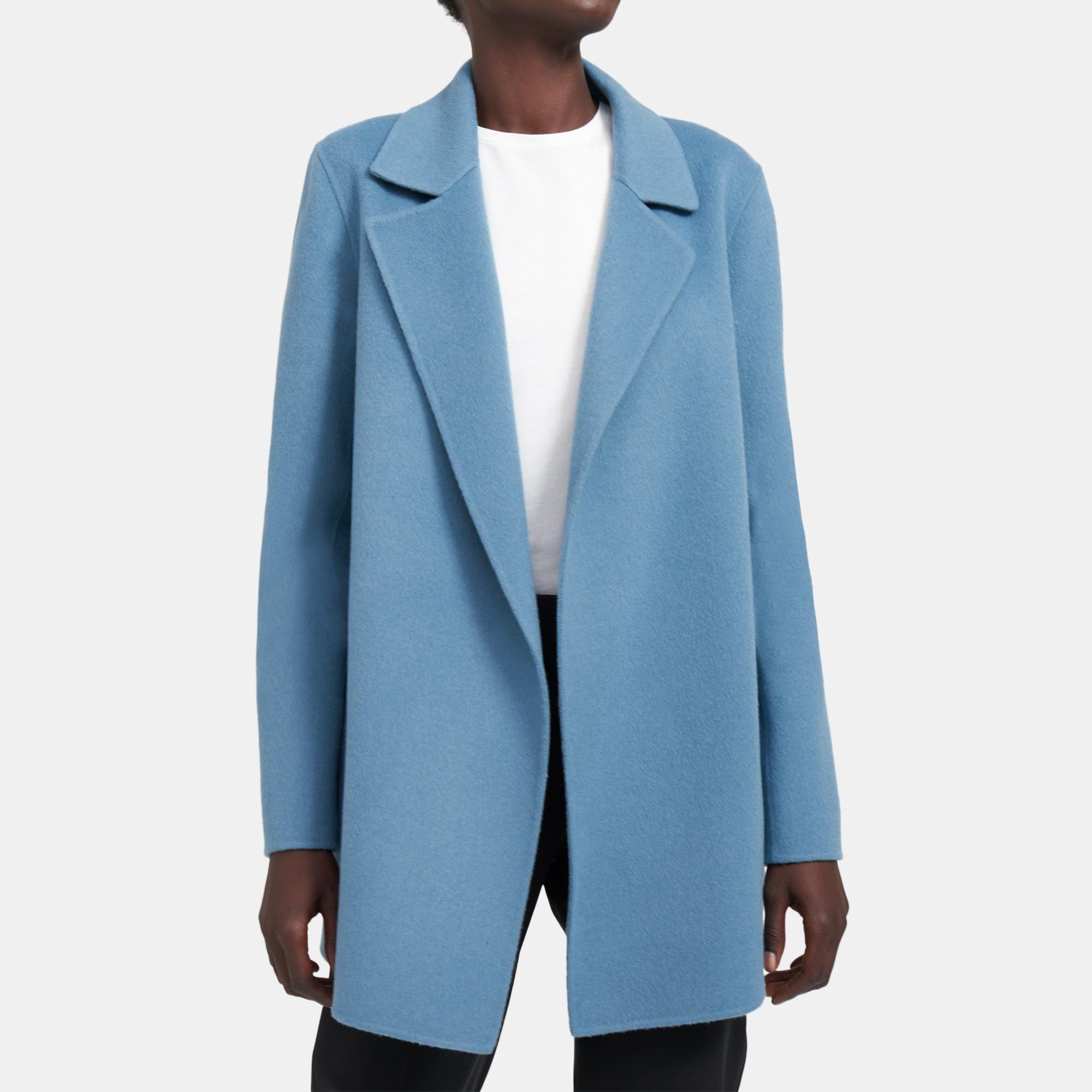 THEORY Sileena Double Face Luxe Wool-Cashmere-Blend Open Jacket