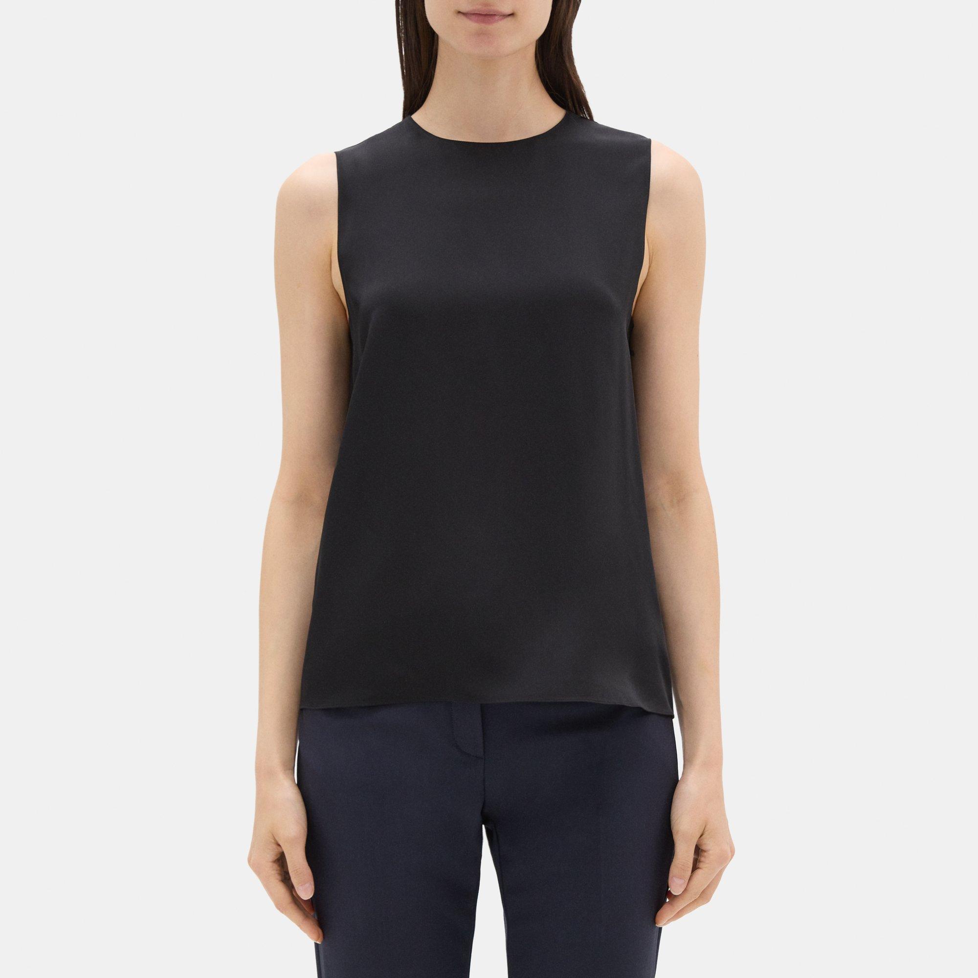 Theory Outlet Official Site  Straight Shell Top in Silk Georgette