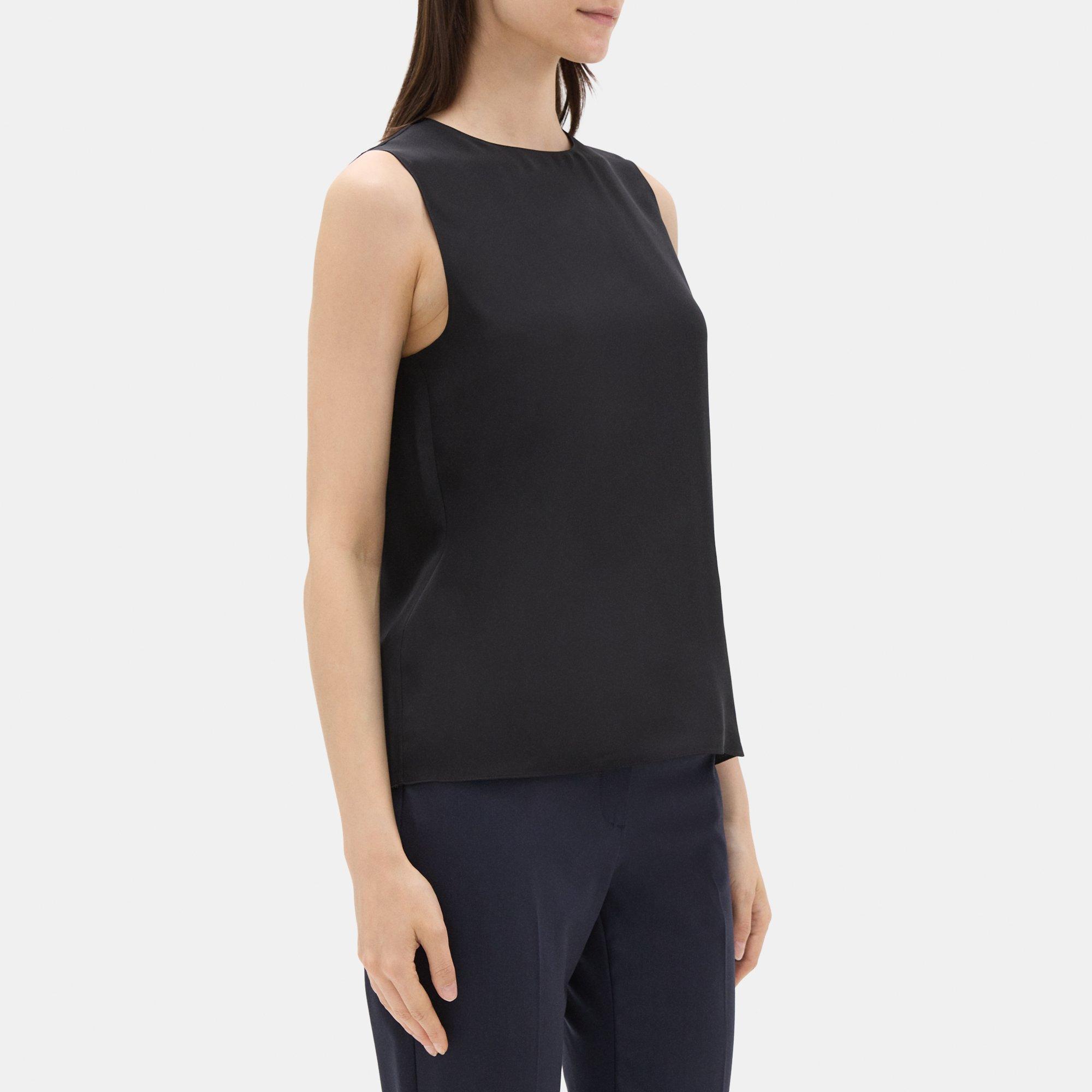 Theory Outlet Official Site  Straight Shell Top in Silk Georgette