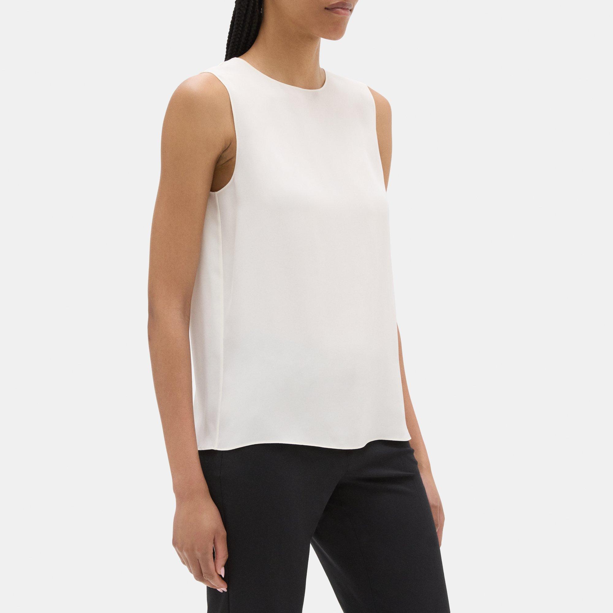 띠어리 Theory Straight Shell Top in Silk Georgette