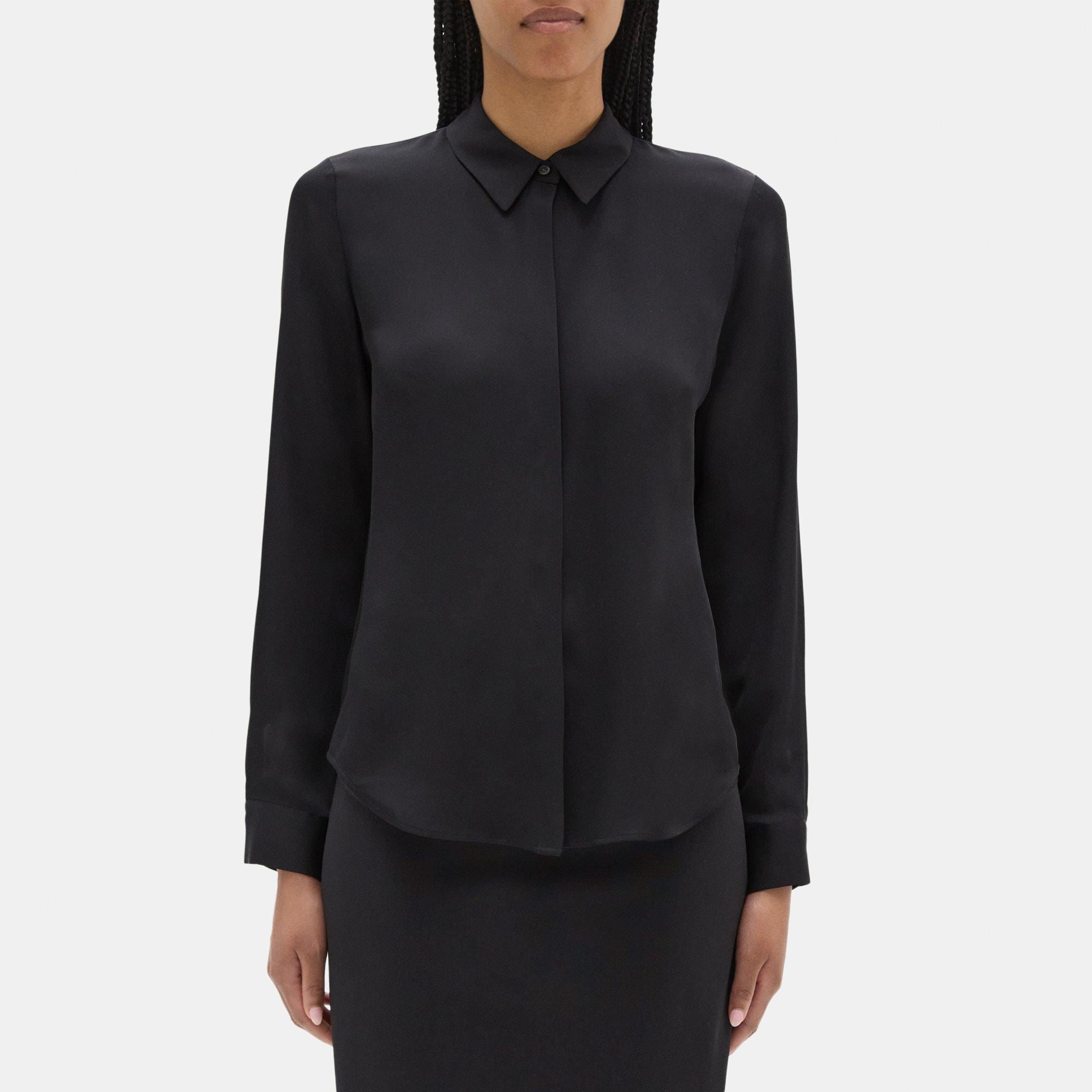 Theory Tailored Shirt in Silk Georgette