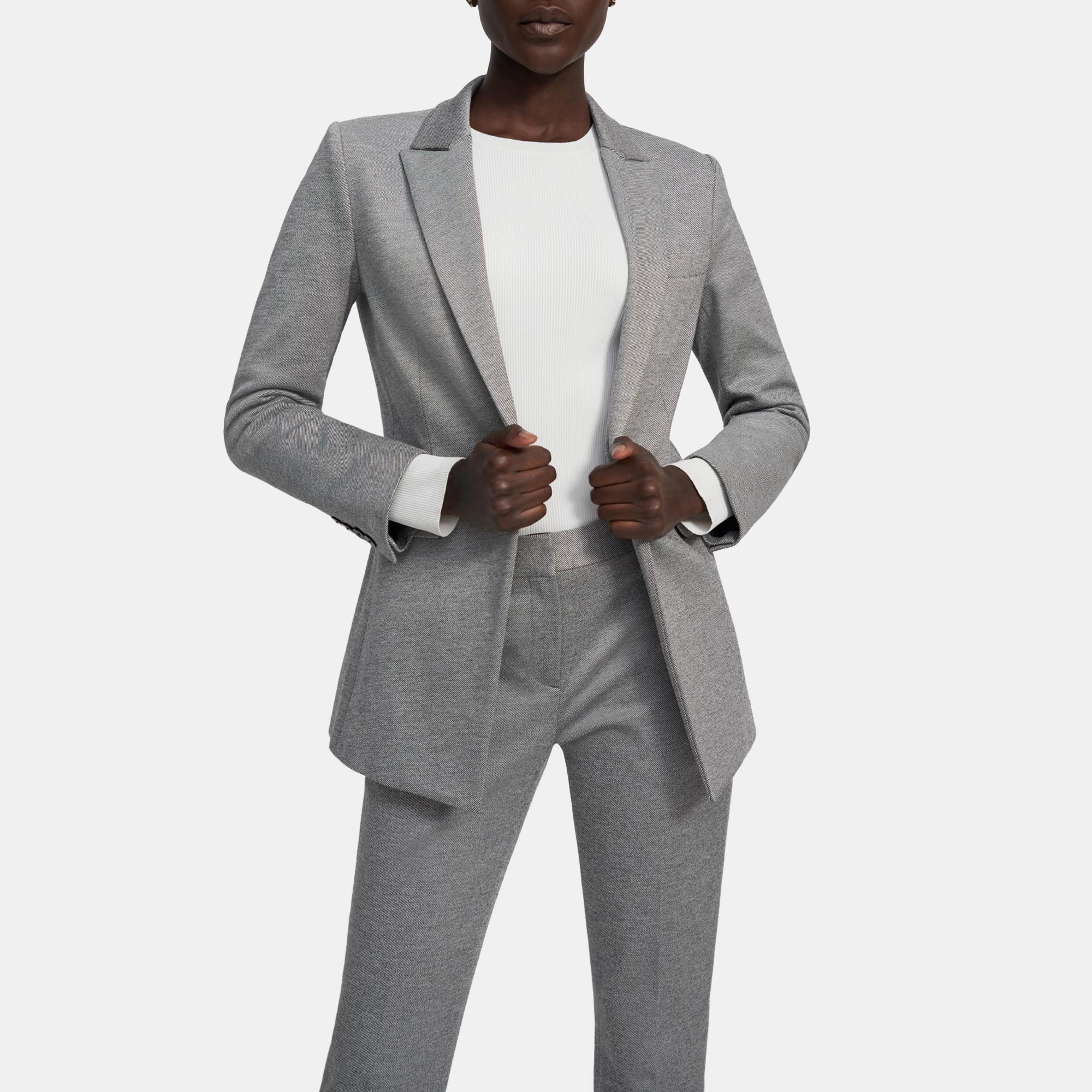 Mélange Twill Single-Button Blazer | Theory Outlet