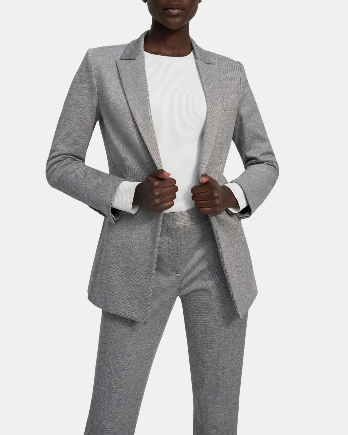 Mélange Twill Single-Button Blazer | Theory Outlet