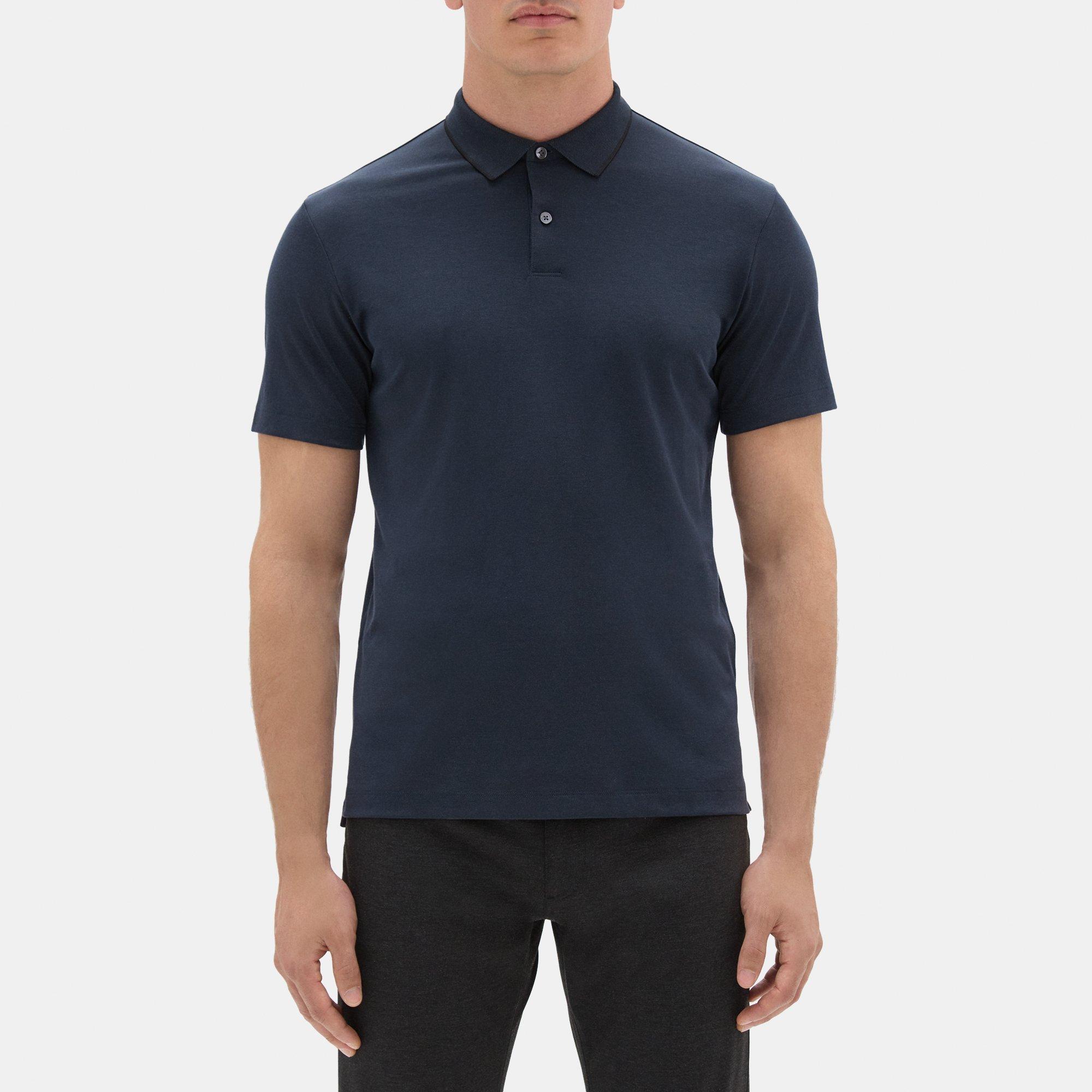 띠어리 Theory Standard Polo in Pique Cotton,ECLIPSE/BLACK