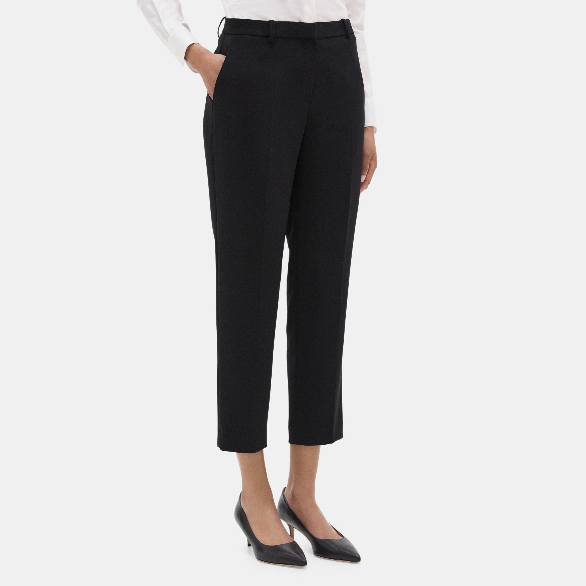 Crepe Slim Cropped Pant | Theory Outlet