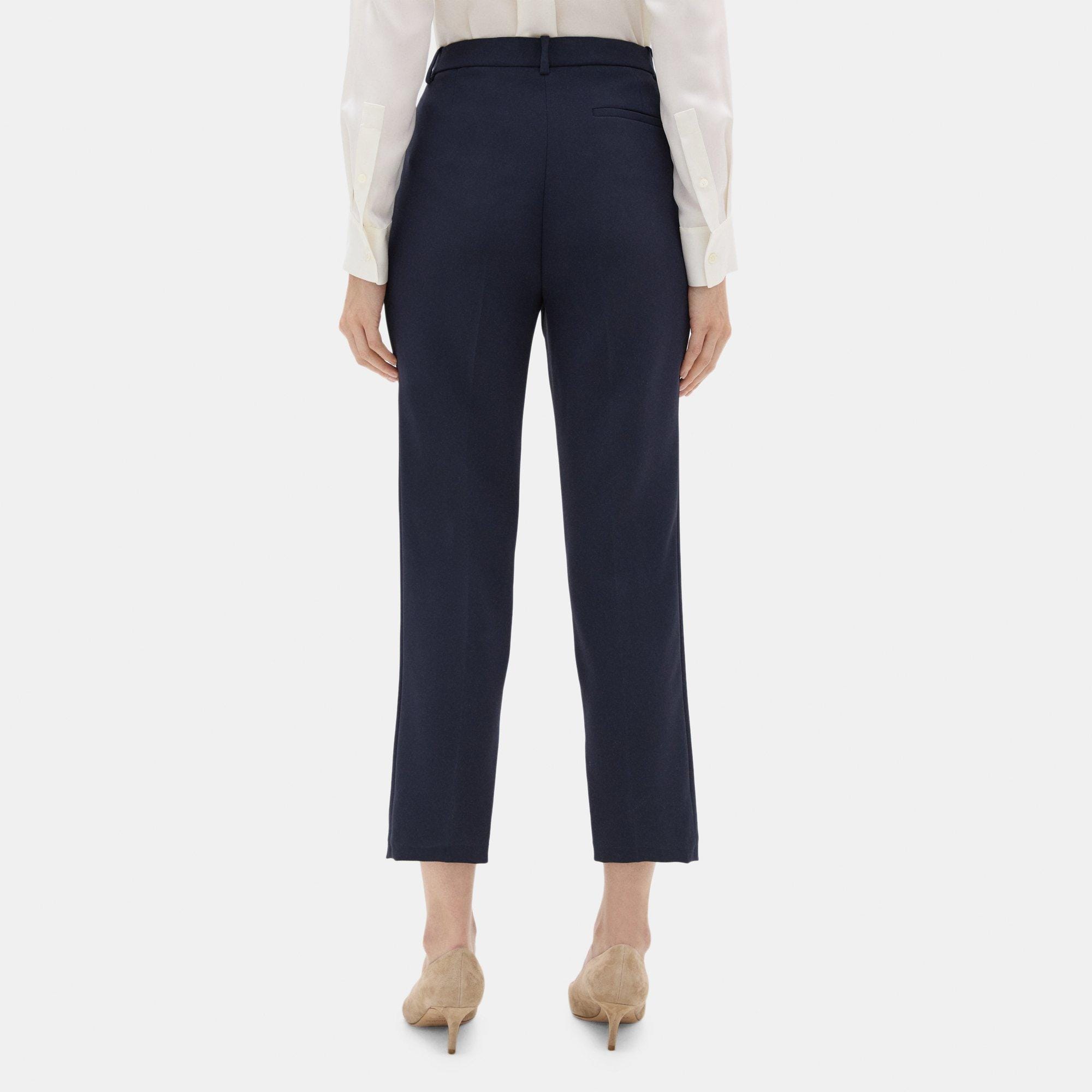 Crepe Slim Cropped Pant | Theory Outlet