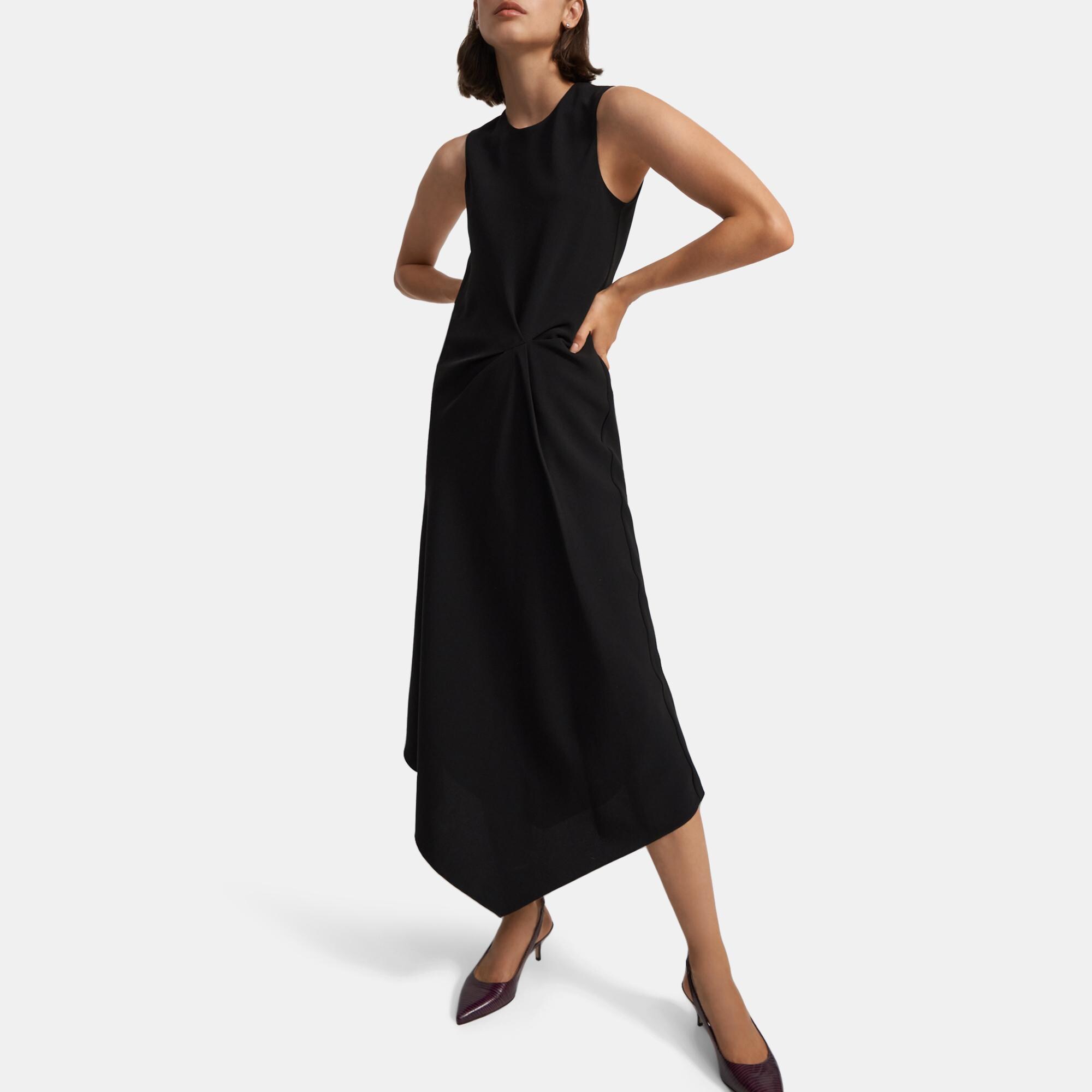 Crepe Draped Tuck Dress | Theory Outlet