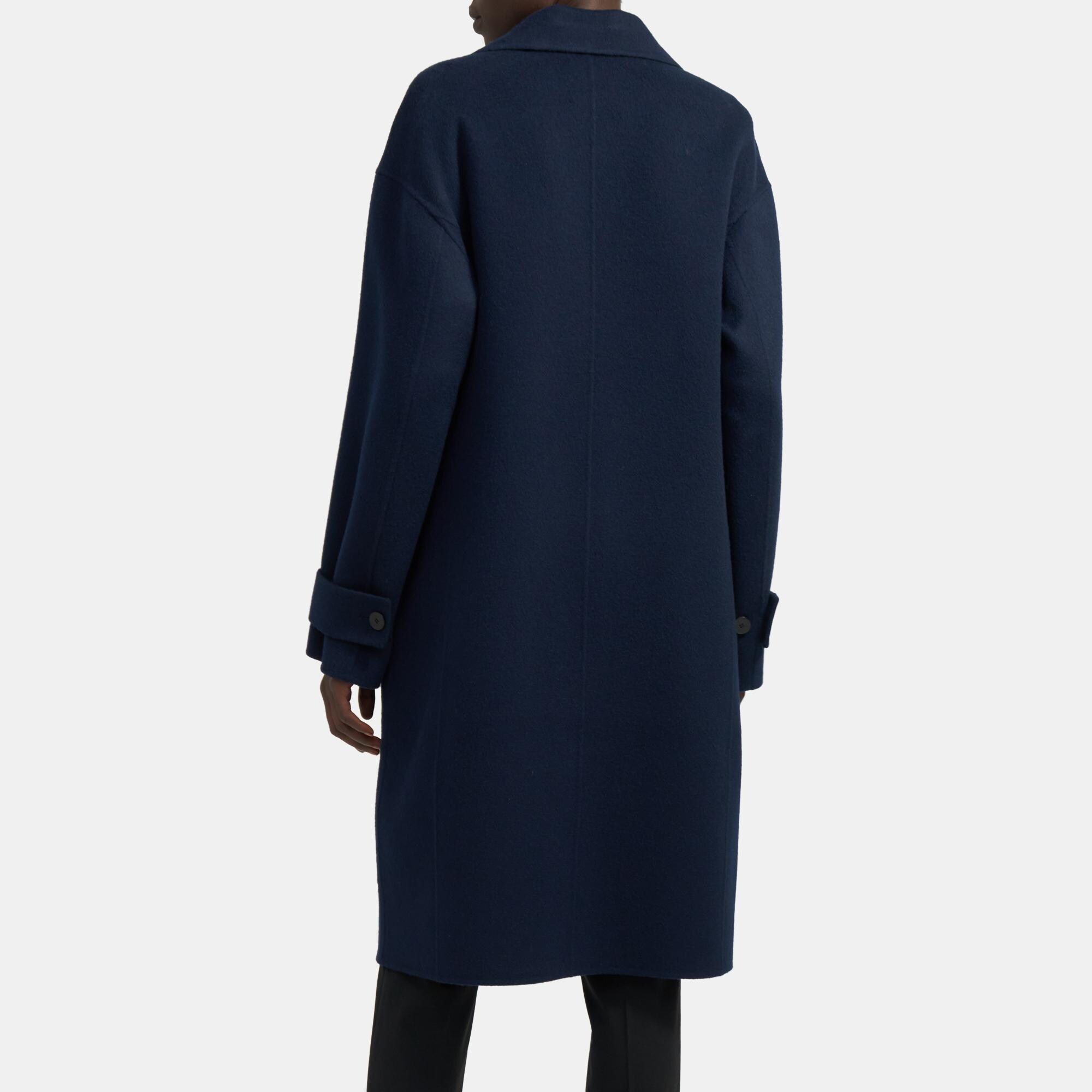 Double-Face Wool-Cashmere Easy One-Button Coat | Theory Outlet