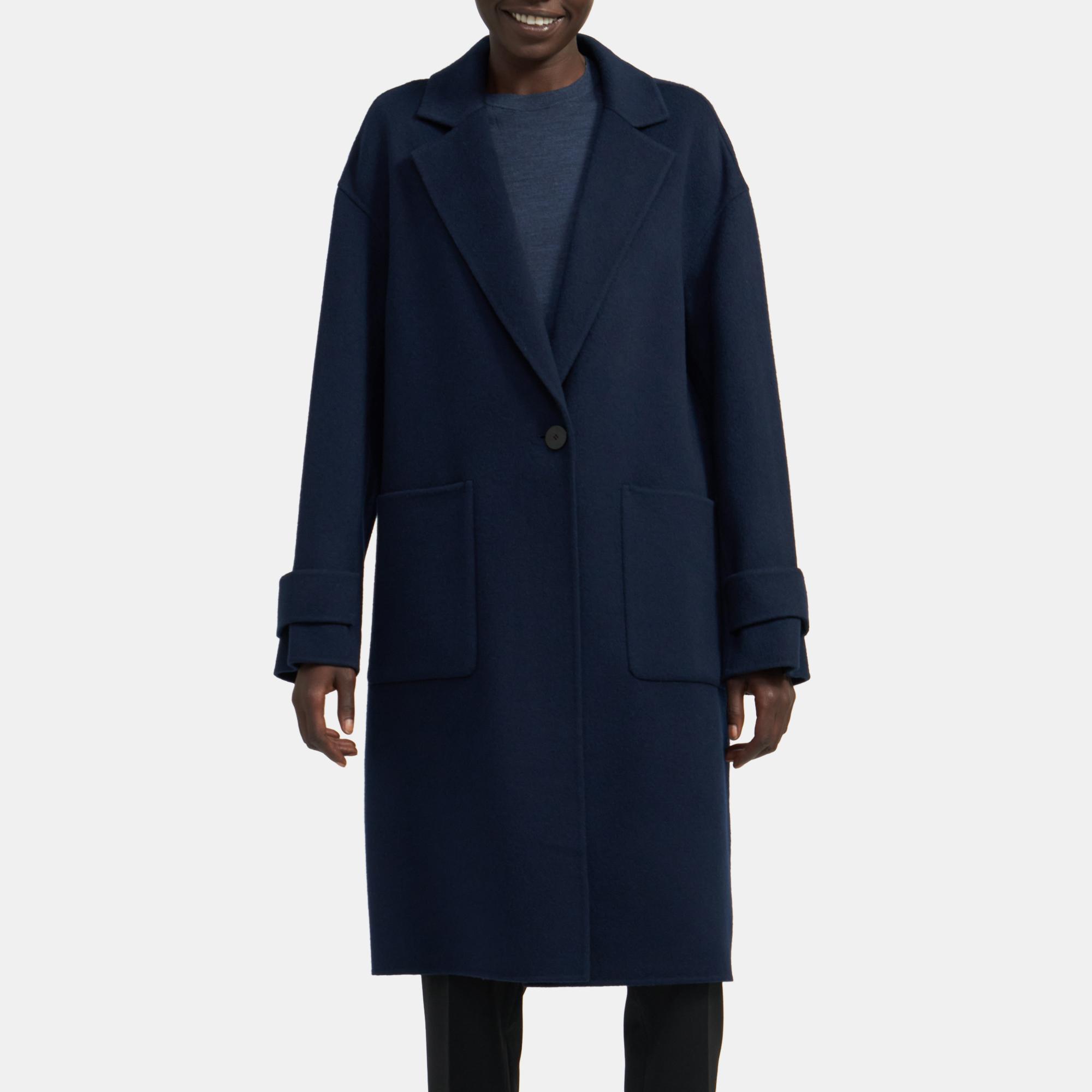 Double-Face Wool-Cashmere Easy One-Button Coat | Theory Outlet