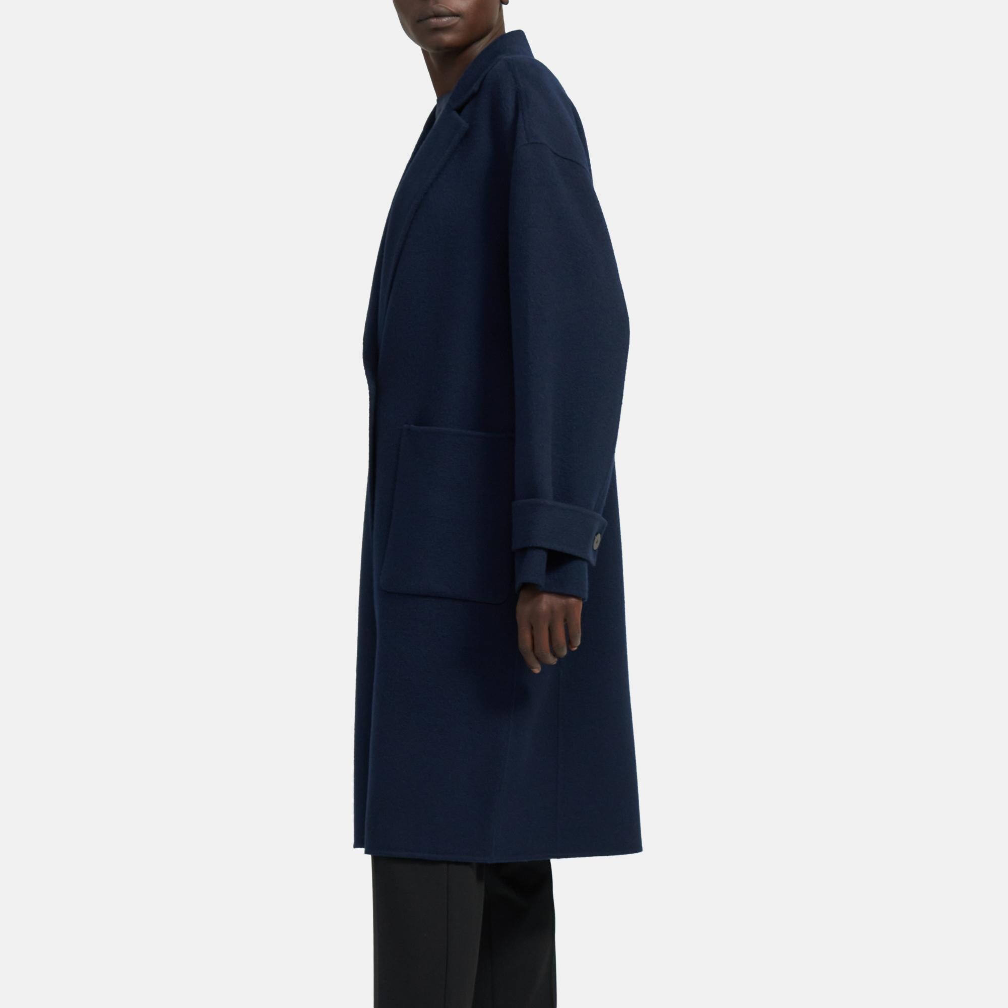 Double-Face Wool-Cashmere Easy One-Button Coat | Theory Outlet