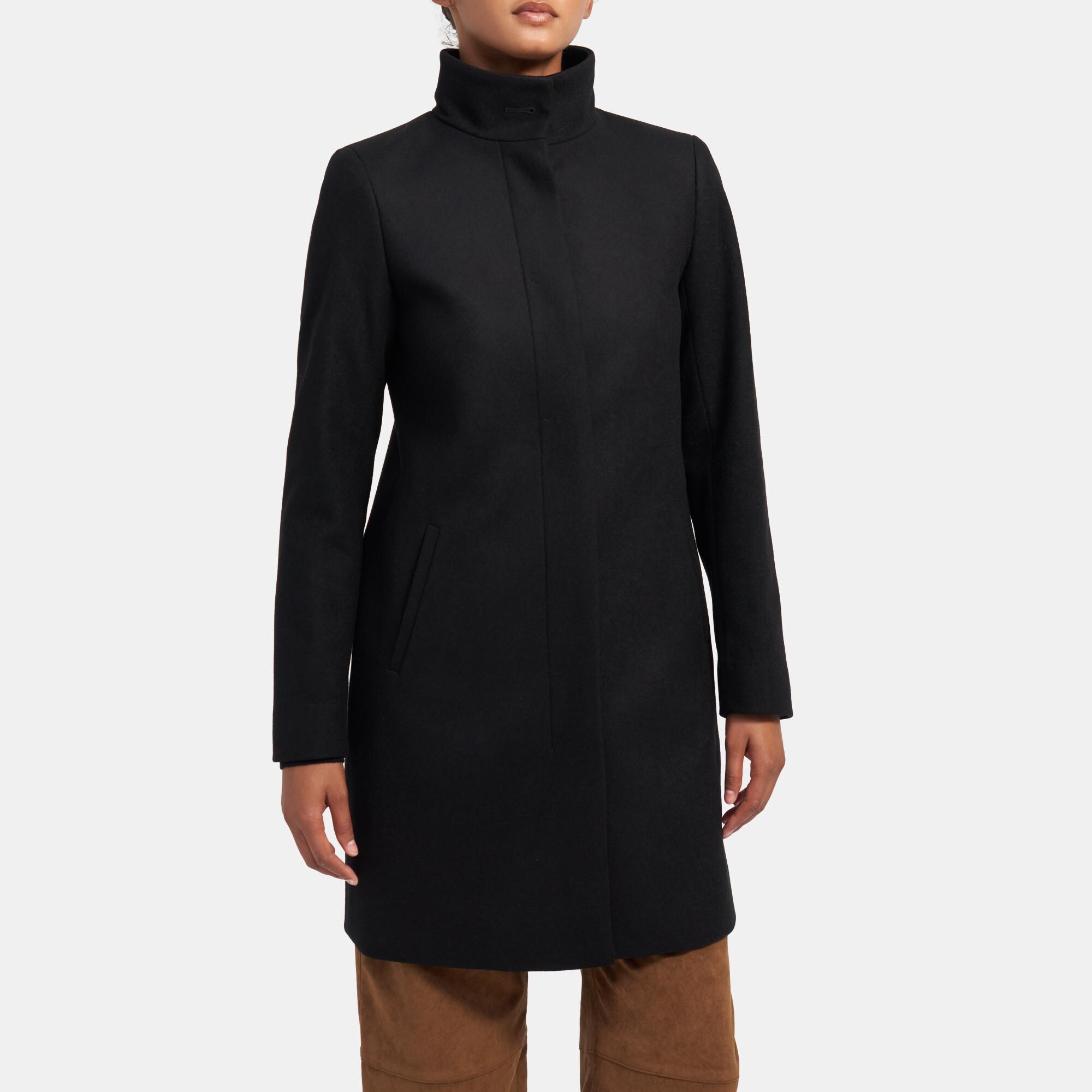 Wool Melton Stand-Collar Coat | Theory Outlet