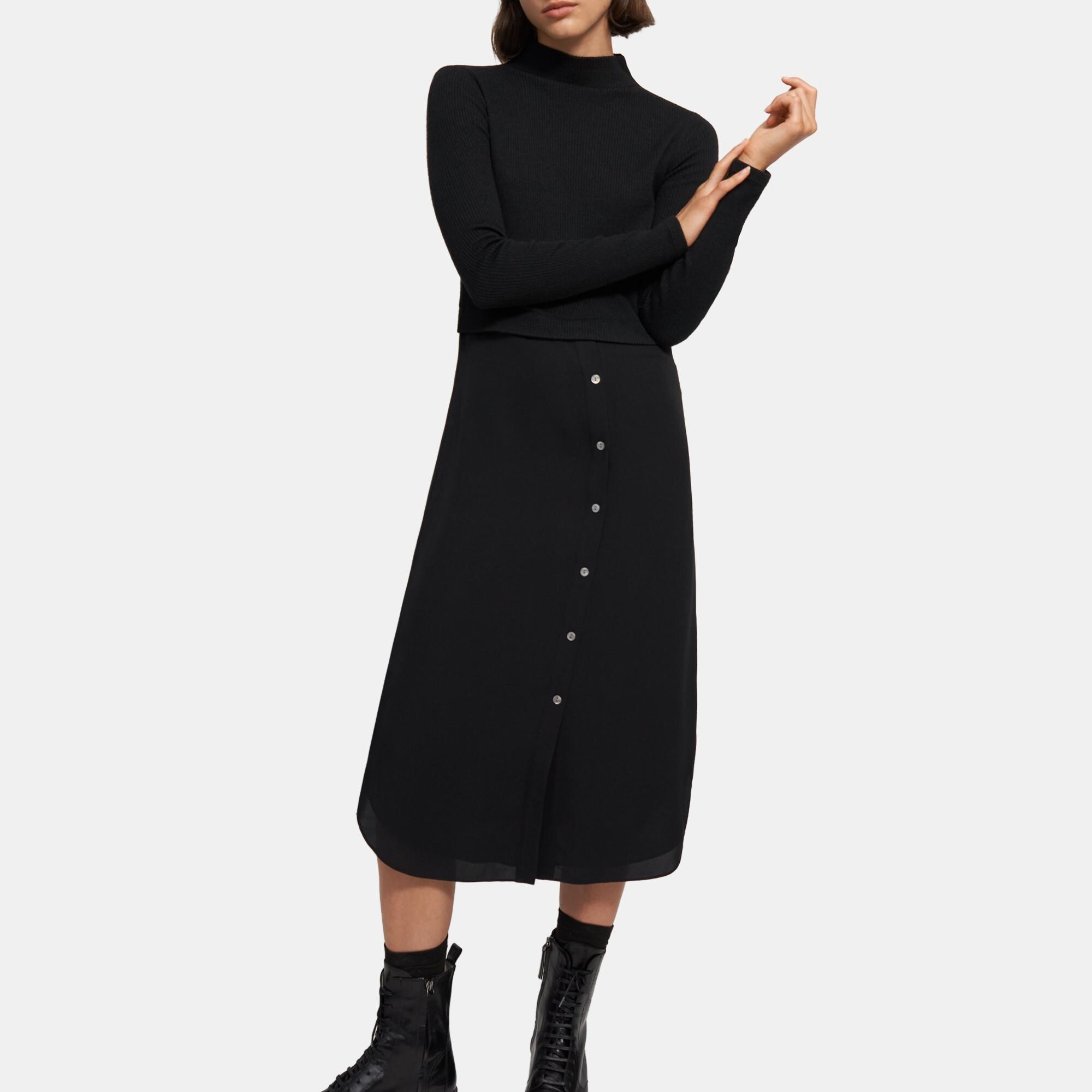 Ribbed Knit Sweater Combo Dress | Theory