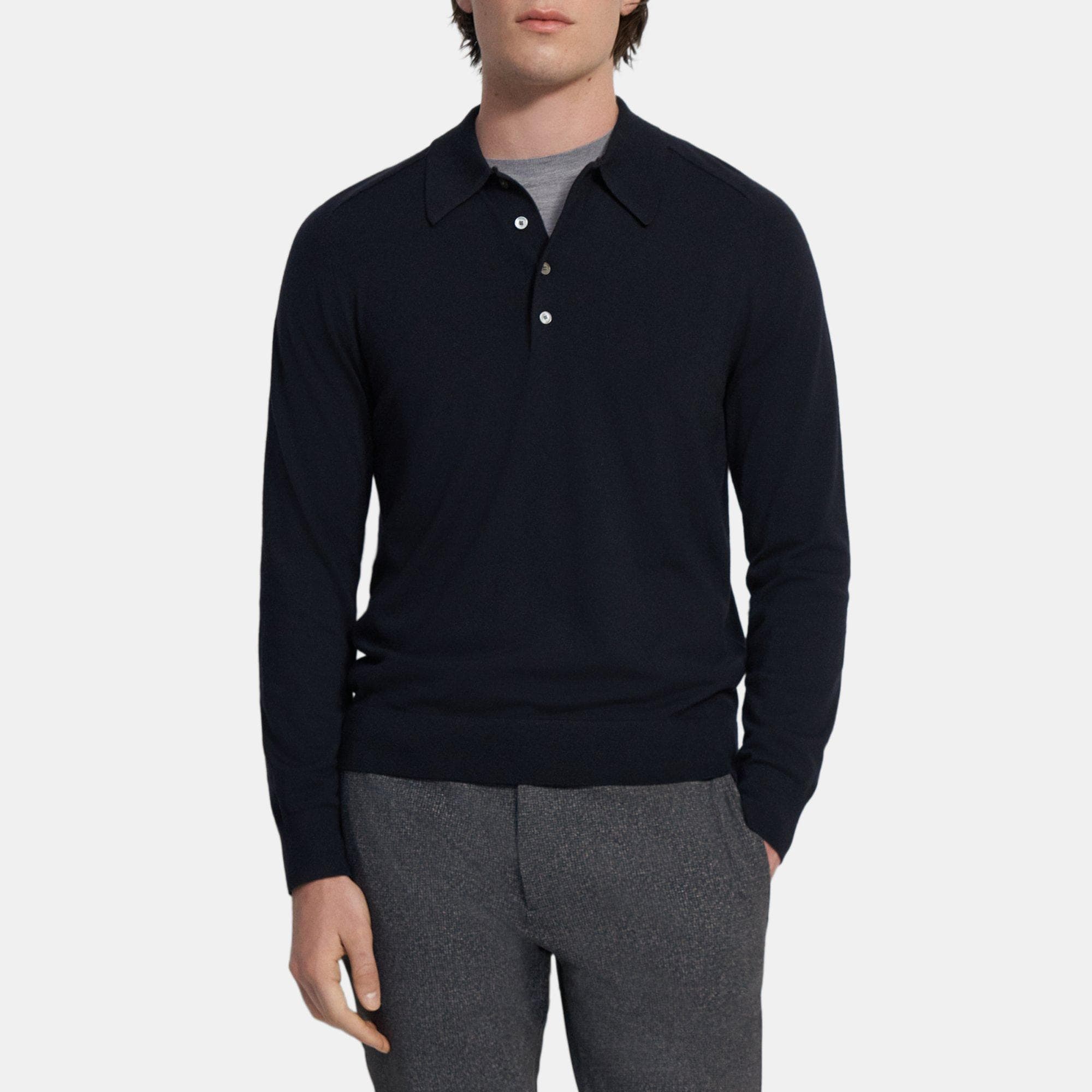 Merino Long Sleeve Polo Shirt