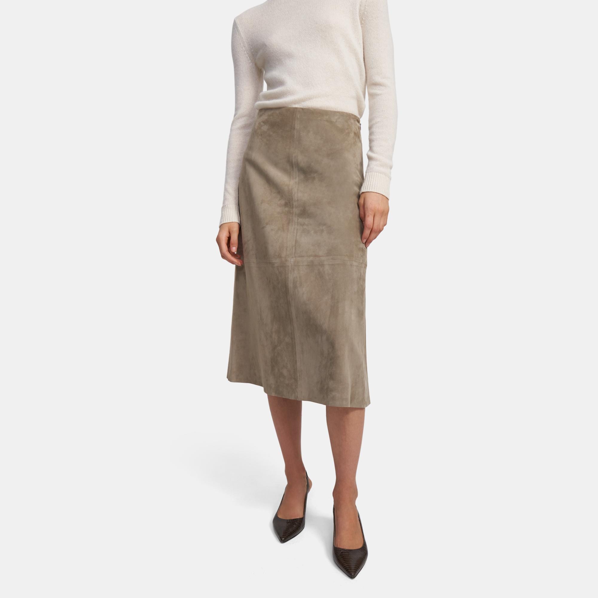 Theory suede 2025 volume skirt