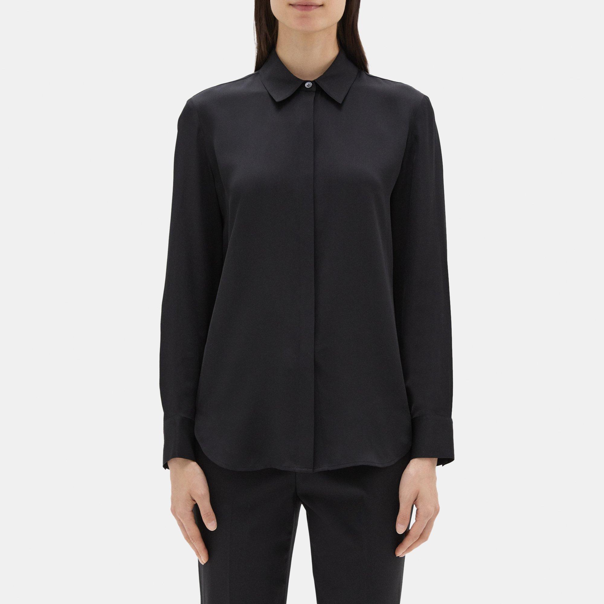 Theory Relaxed Shirt in Silk Georgette