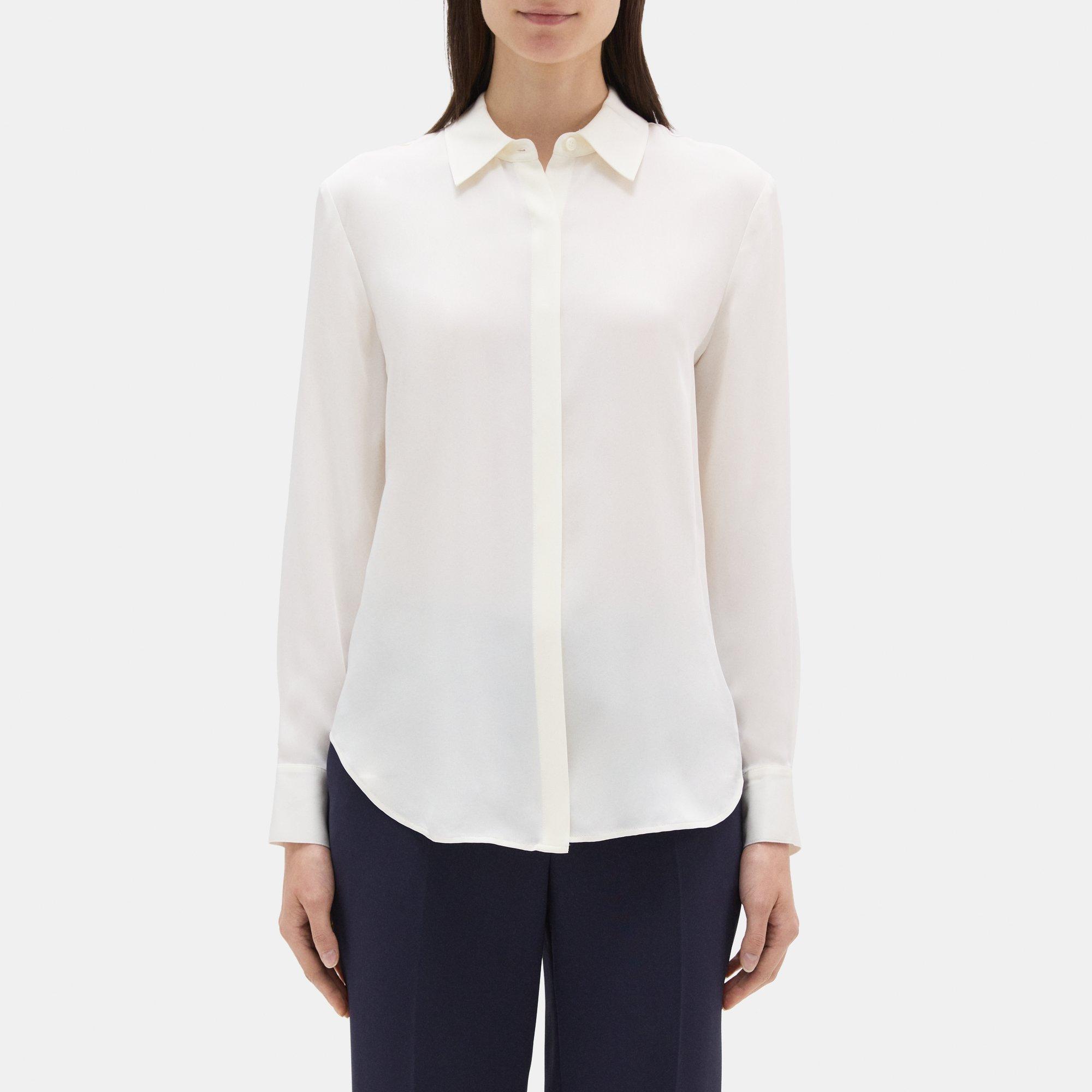 Silk Georgette Relaxed Shirt | Theory Outlet