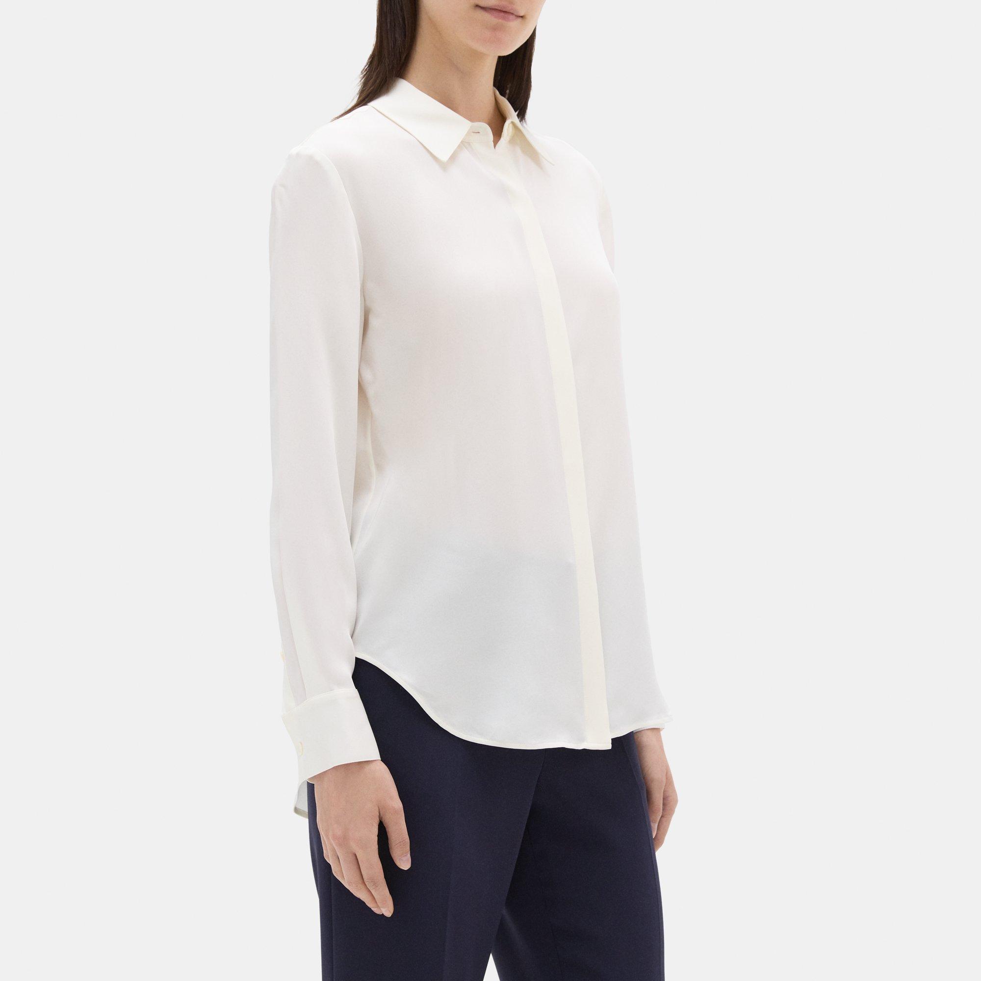 Silk Georgette Relaxed Shirt | Theory Outlet