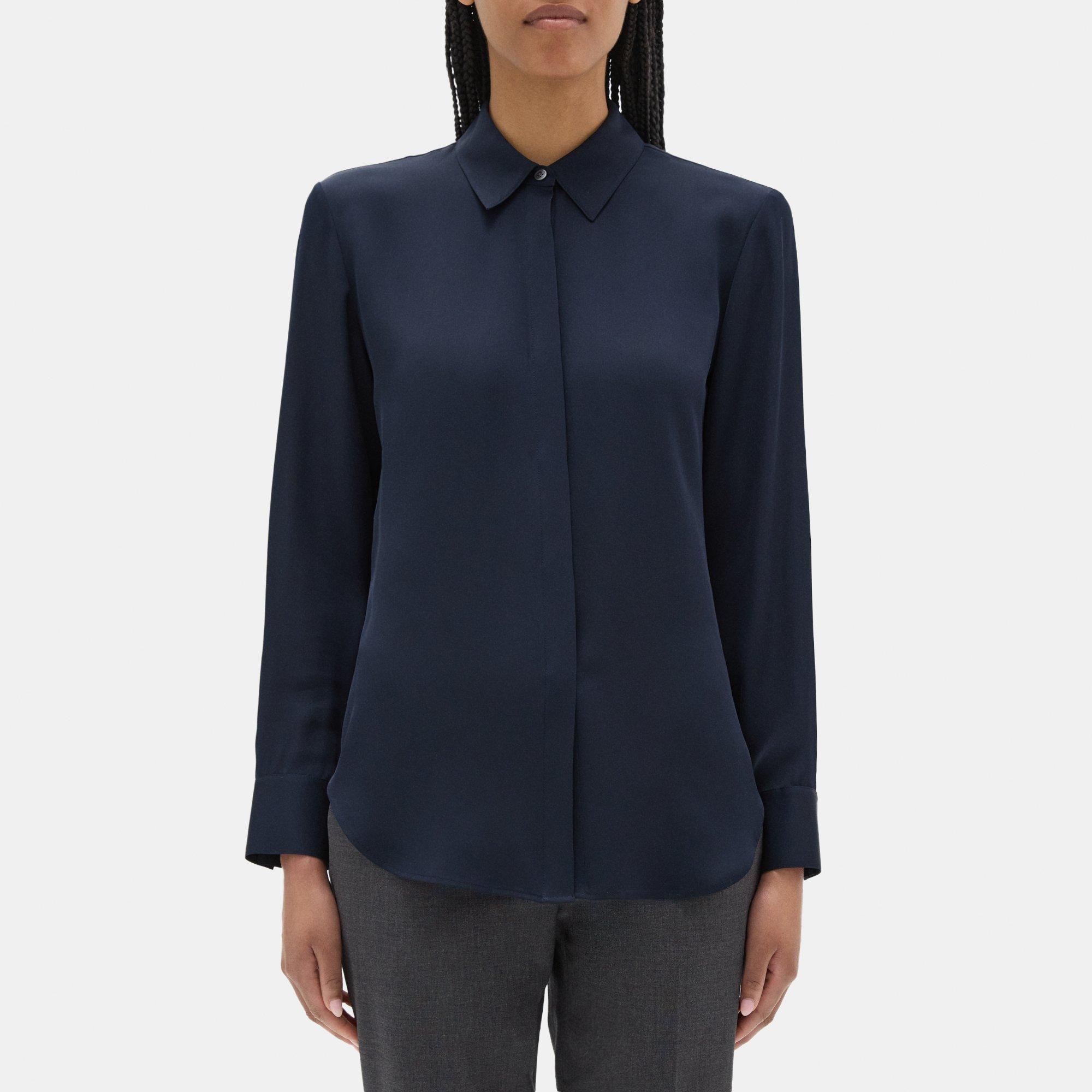 Silk Georgette Relaxed Shirt | Theory Outlet