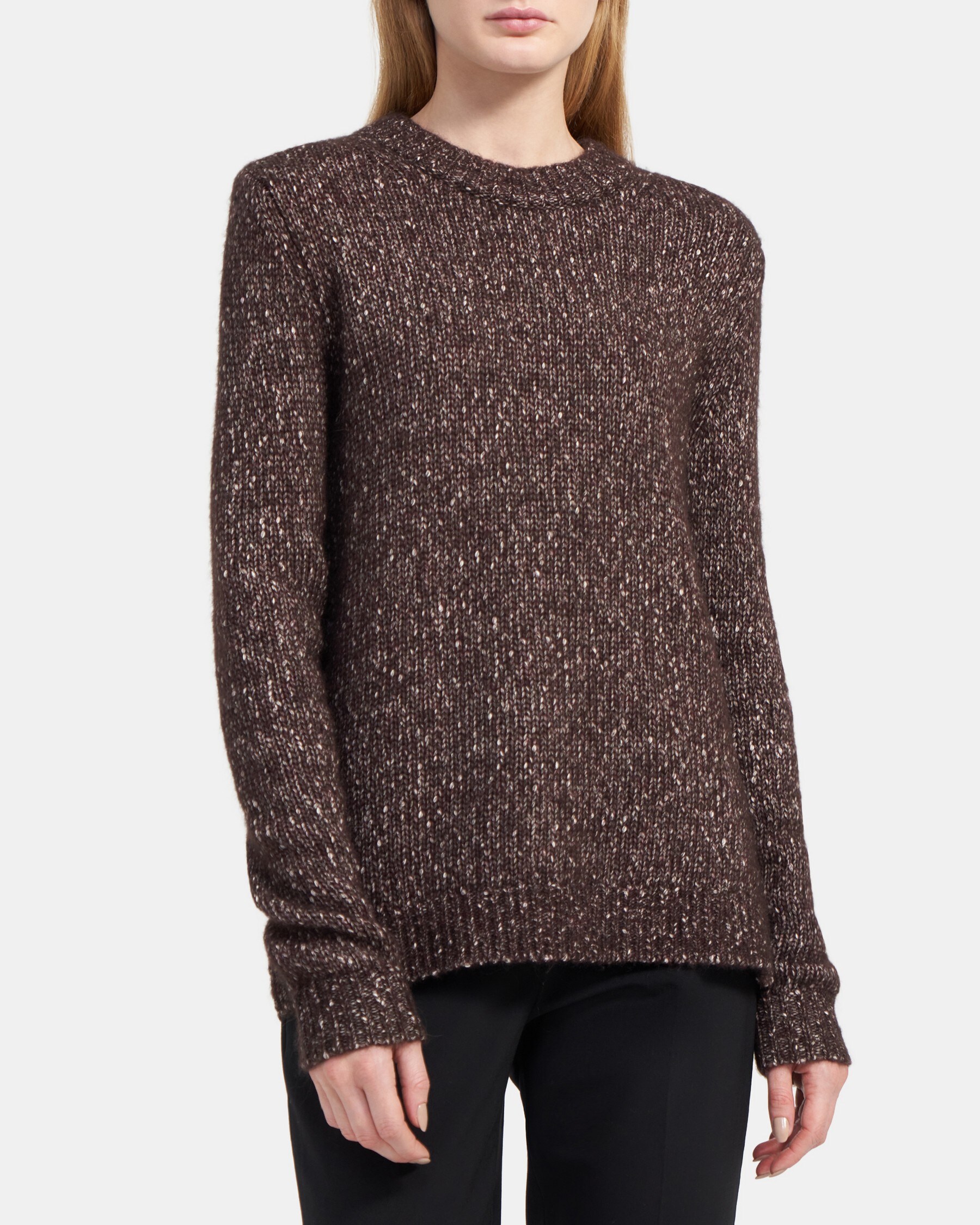 Speckled Crewneck Sweater in Tweed Alpaca