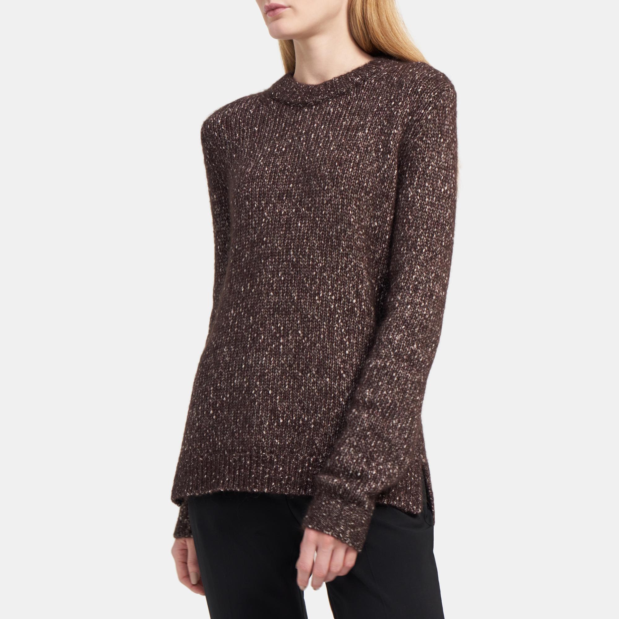 Speckled Crewneck Sweater in Tweed Alpaca