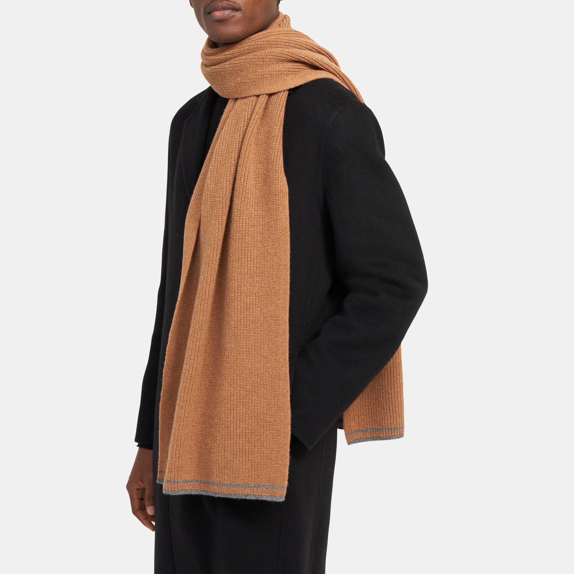 띠어리 Theory Tipped Scarf in Cashmere,HAZEL/CHARCOAL