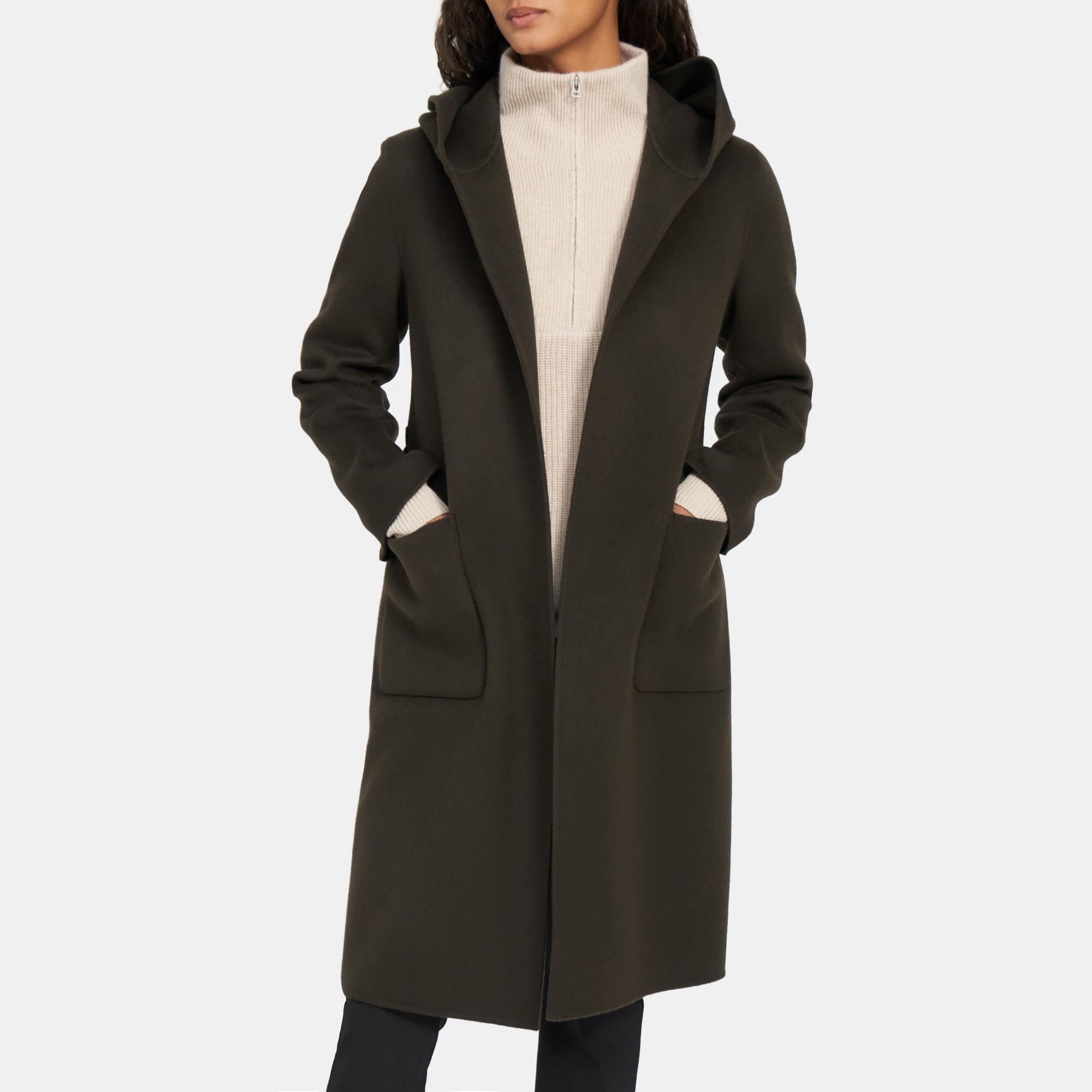 Doubleface Wool Cashmere Hooded Coat