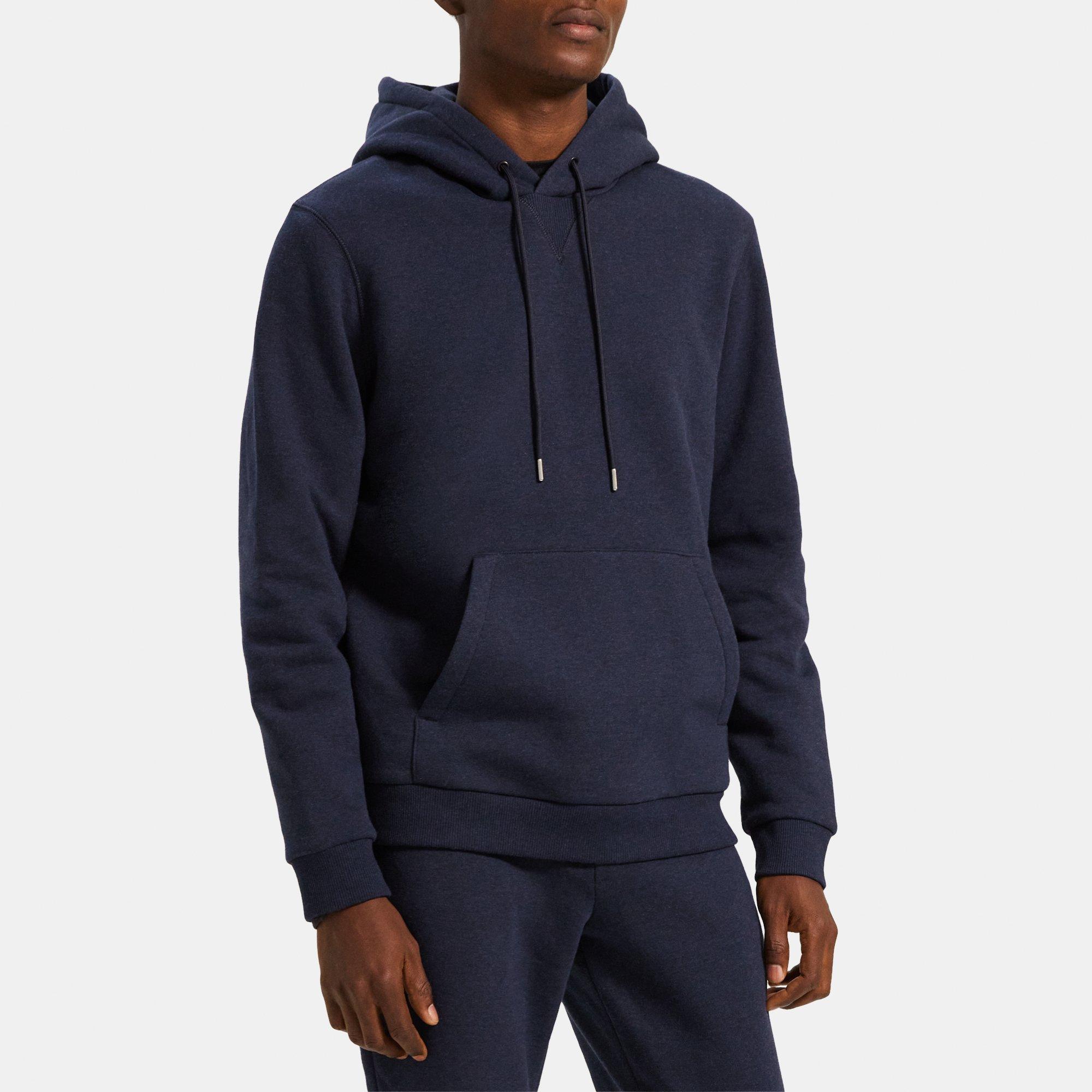 Cotton fleece hoodie in dark navy - Canali US