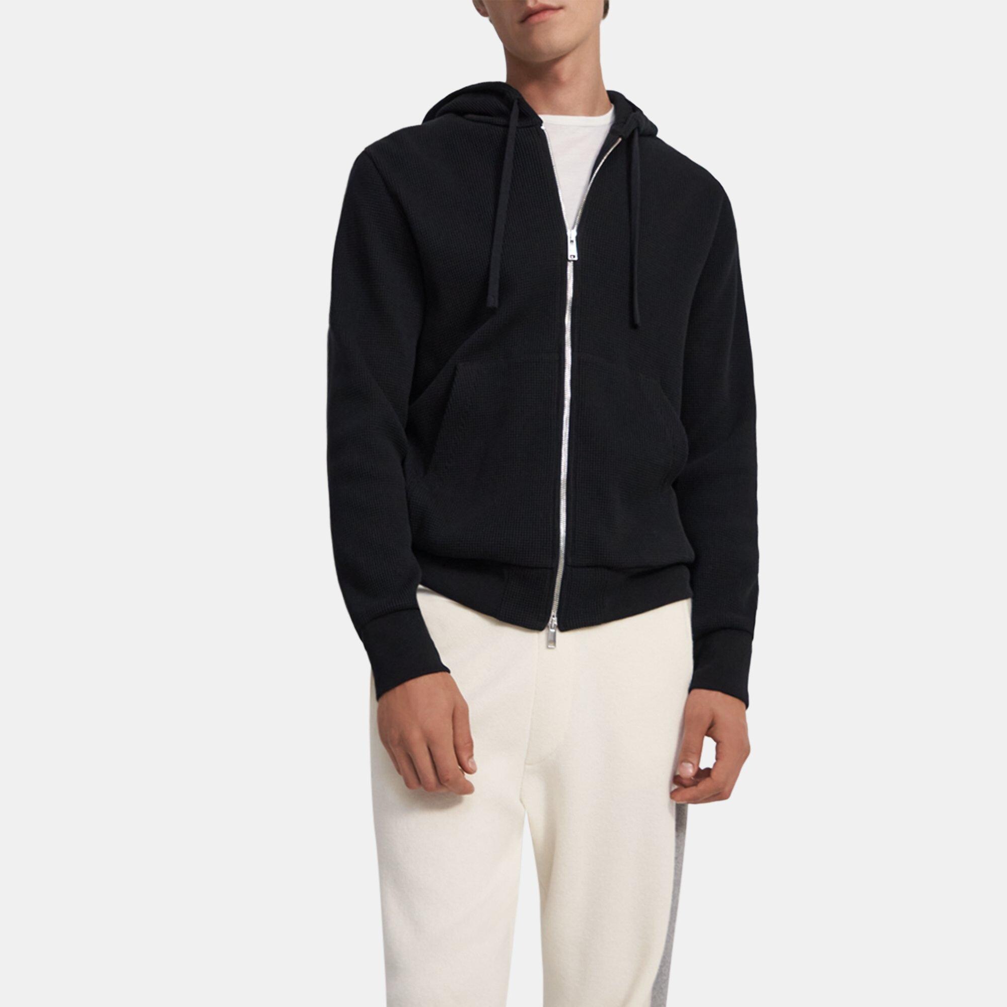 WaffleKnit Cotton Zip Hoodie Theory