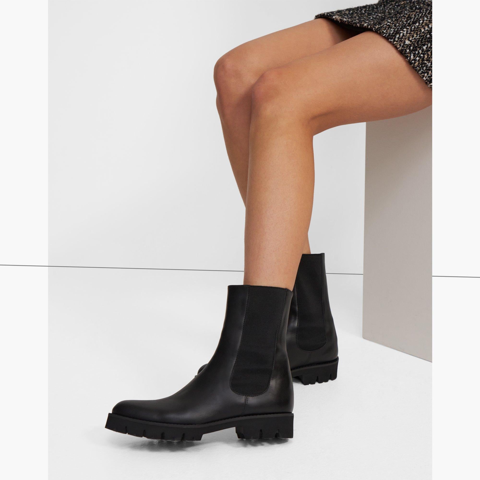 Theory Chelsea Bootie in Glossed Leather
