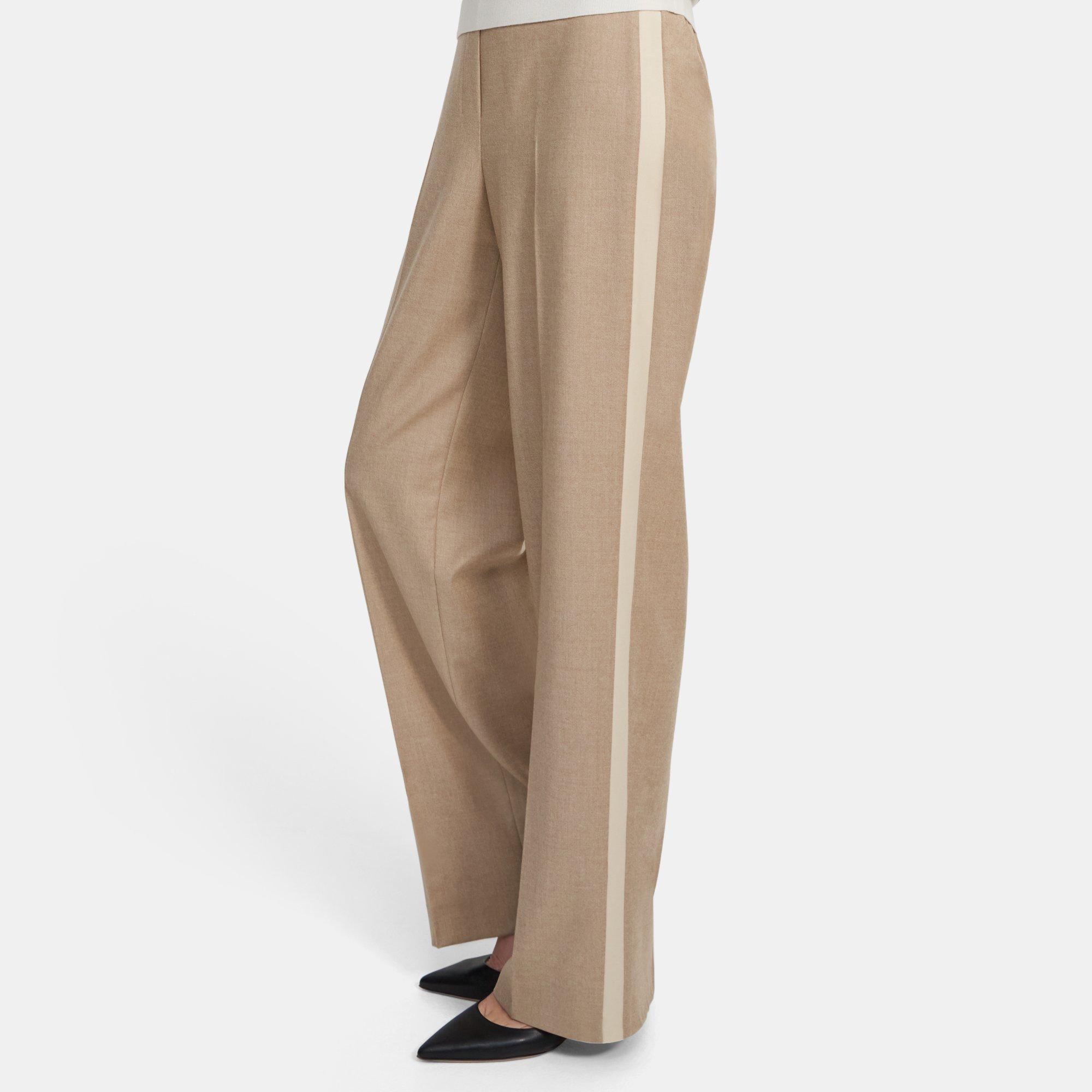 Sleek Flannel Mélange Wide Leg Pull-On Pant | Theory